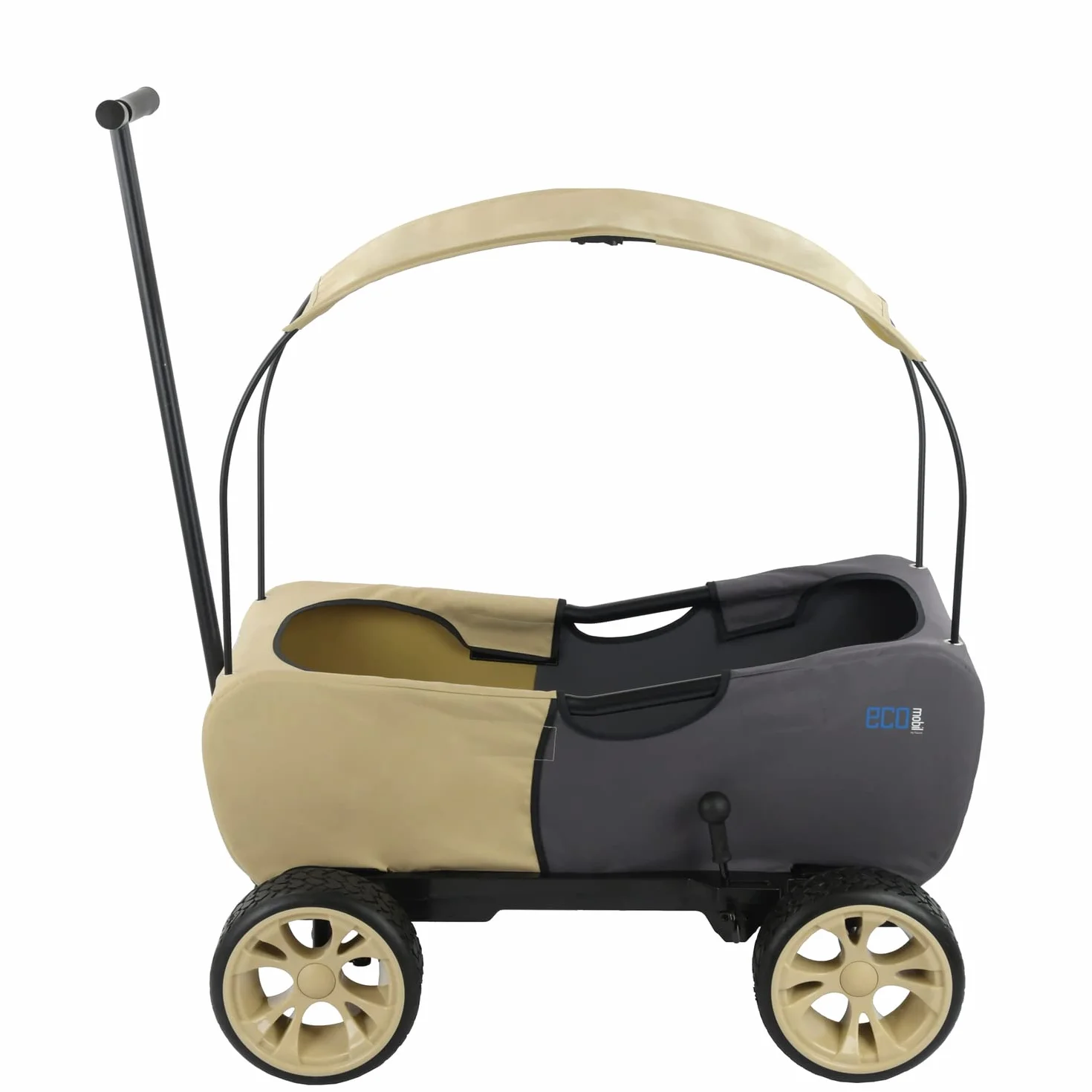 Hauck Wózek Transportowy Eco Mobil, dla Dwojga Dzieci, od 2 Lat, Ładowność do 50 kg, Stabilny, Nieprzechylny, Składany, Hamulec Postojowy, Resorowany, Zdejmowany Dyszel, Zadaszenie, Poduszka