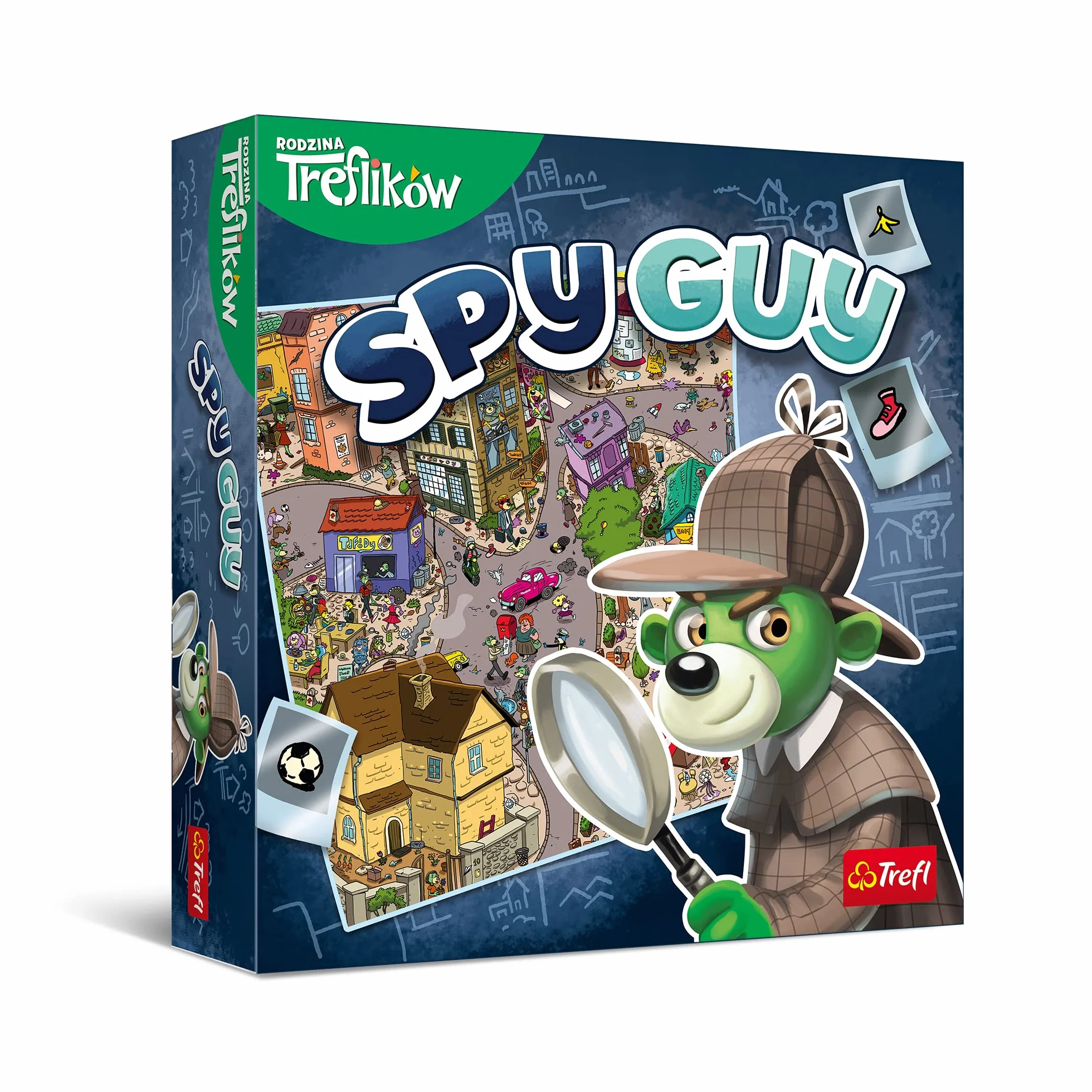 Trefl - Spy Guy - Kooperacyjna Gra Detektywistyczna, Rodzinna Gra Planszowa, Szukaj Dowodów i Złap Przestępcę, Ogromna Plansza z Miastem, Familijna Gra dla Dorosłych i Dzieci od 5 lat