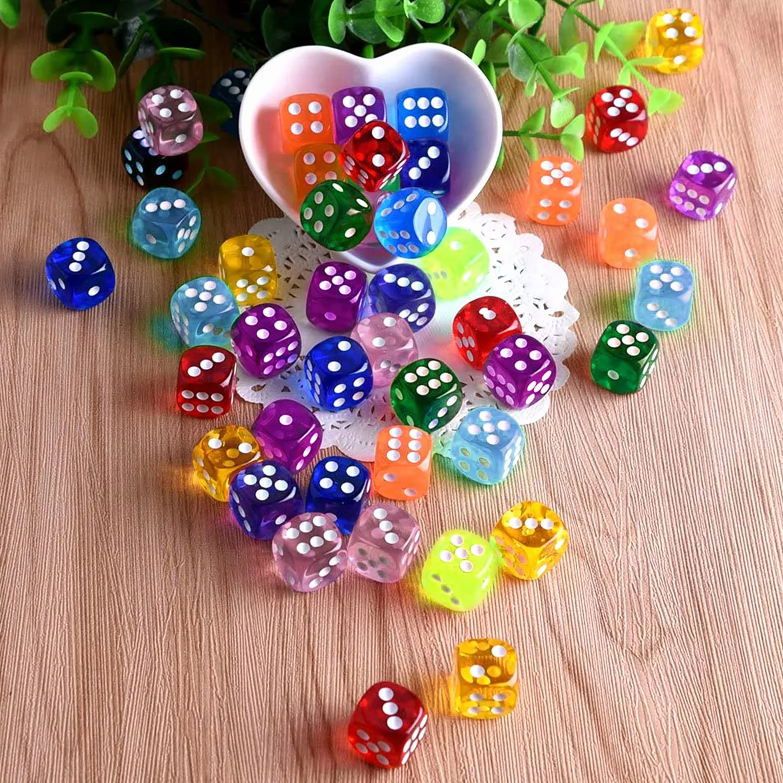 100 sztuk sześciostronnych kostek, D6 Dice, 10 kolorów, 14 mm, akrylowe, okrągłe kostki narożne, zestaw do tenisa, farkle, Yahtzee, Bunco lub matematyki edukacyjnej