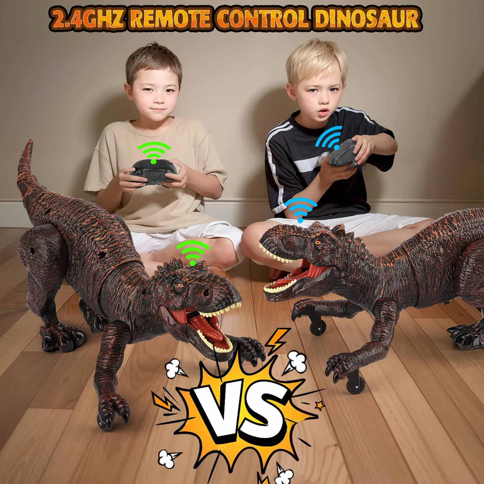 Zabawka dinozaur dla dzieci, zdalnie sterowane dinozaury 2,4 GHz ze sprayem, rykiem, światłem, interaktywne roboty RC Dino z możliwością ładowania Prezent dla chłopców, dziewczynek w wieku 6+ lat