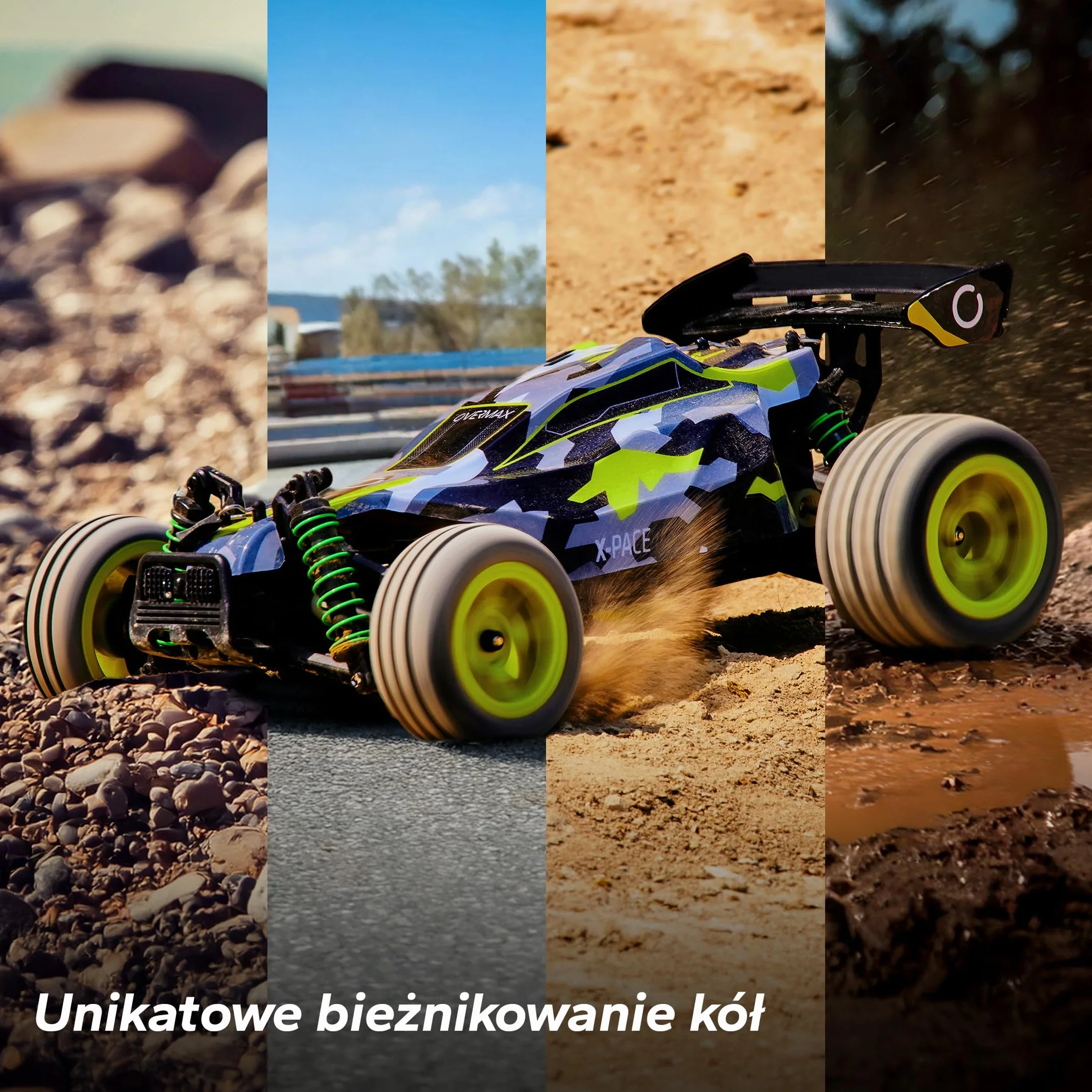 OVERMAX X-Pace 4x4 Samochód Zdalnie Sterowany 1:18 45km/h 100m Bateria Li-ion 850mAh LED