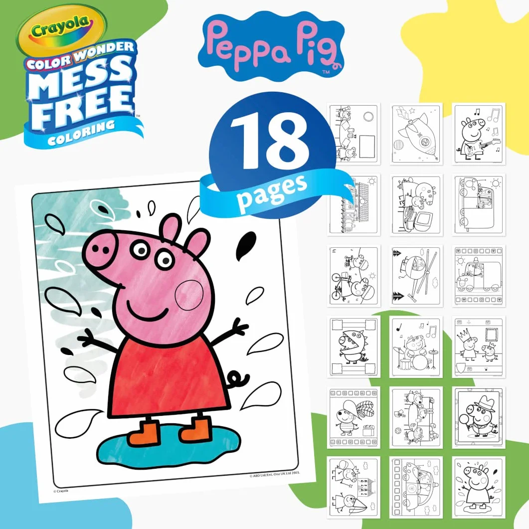 CRAYOLA Color Wonder - Peppa Pig Mess-Free Colouring Book (Includes 18 Colouring Pages & 5 Magic Color Wonder Markers)