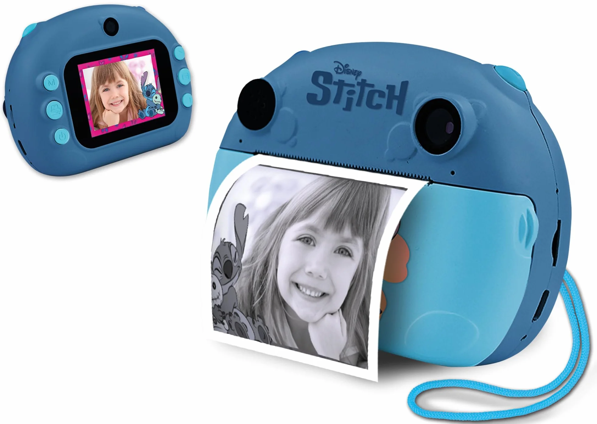 Lisciani – aparat natychmiastowy DISNEY Stitch – przechwytywanie, drukowanie i udostępnianie dla dzieci w wieku od 6 miesięcy – funkcja selfie i wideo – zawiera 3 rolki na 180 zdjęć, pasek i