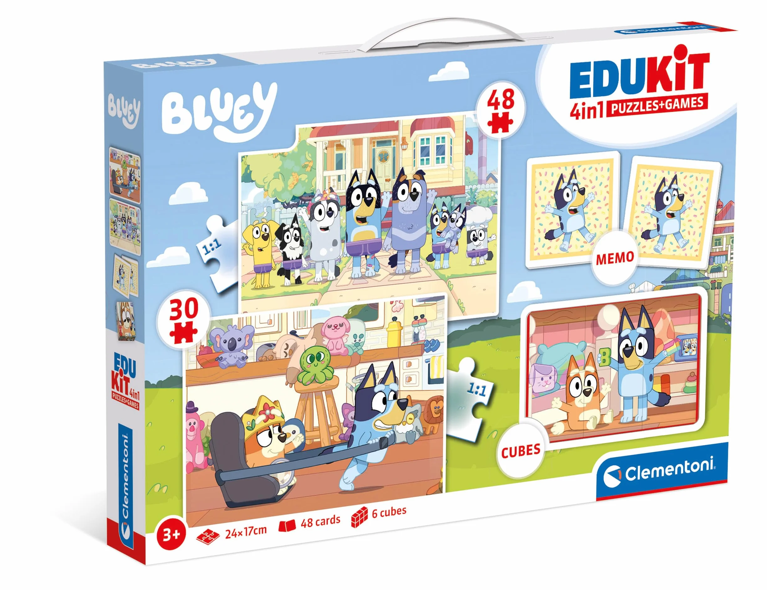 Clementoni Edukit 4 w 1 Bluey zestaw gier planszowych memo puzzle dla dzieci 3 lata