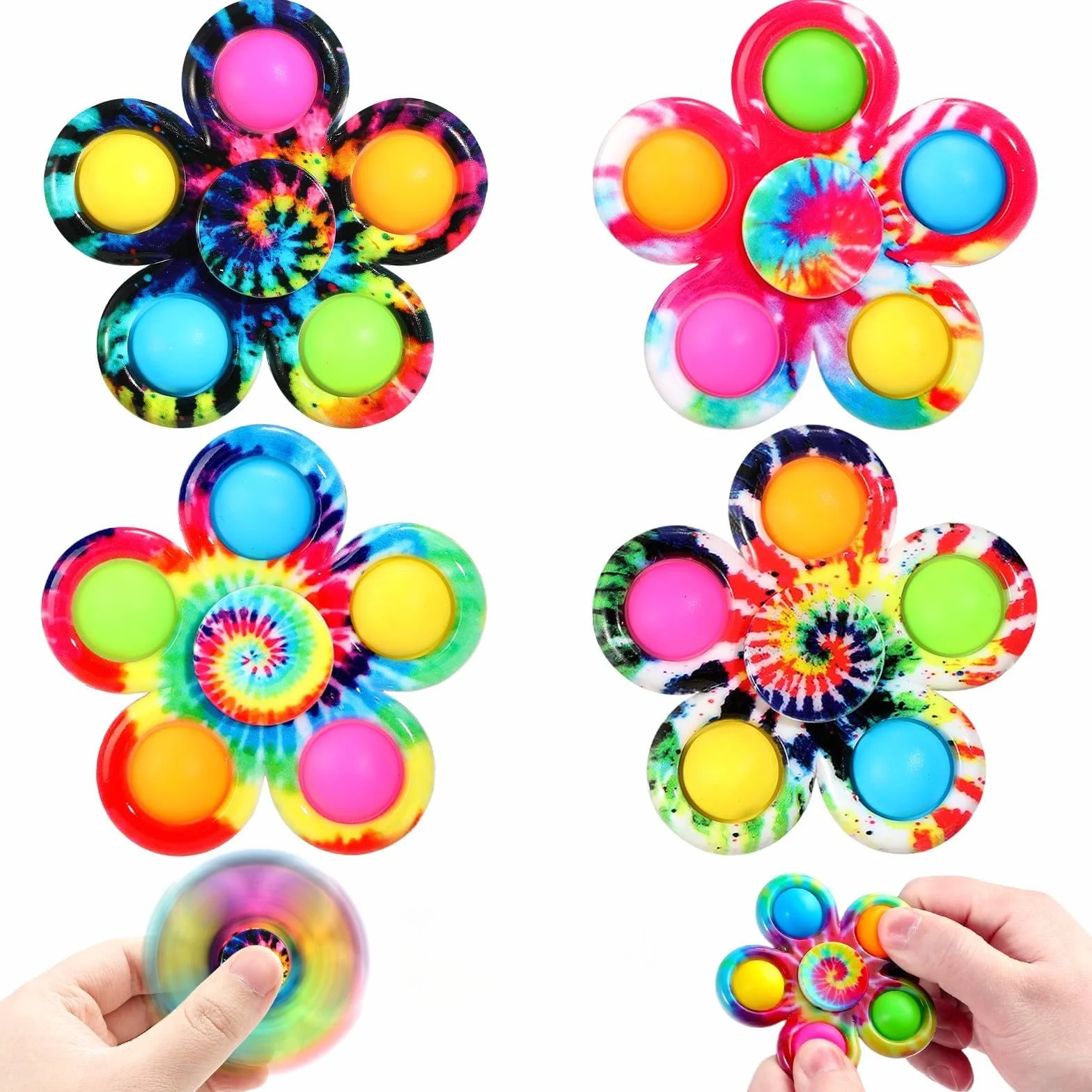 SCIONE Pop Fidget Spinner Toys 4-pak, upominki na imprezę, Boże Narodzenie, zabawki fidget, zestaw zabawek sensorycznych dla dzieci, proste, ADHD, odprężające, ręczne błystki