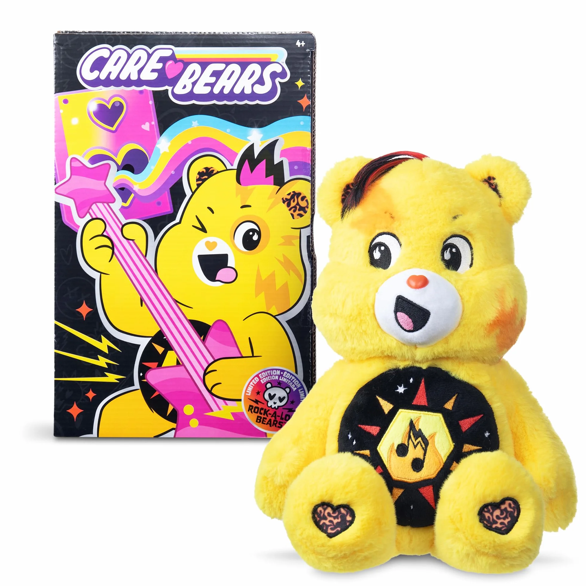 Basic Fun Care Bears 22 cm Maskotka Pluszowa Rock Theme – Funshine Bear – Edycja ekologiczna – Dla dzieci i fanów
