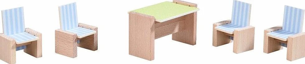 HABA Little Friends – Dollhouse Furniture Dining Room, wooden dolls house furniture, 303839
