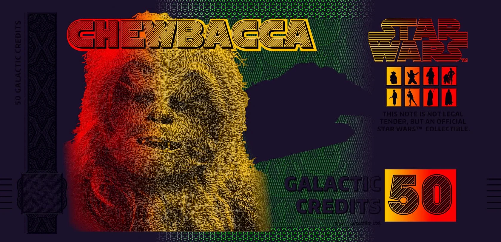 FANTASY CLUB | Bilet Star Wars Trilogy Original Chewbacca | Oficjalne towary | Edycja limitowana ze złotym hologramem i efektami UV