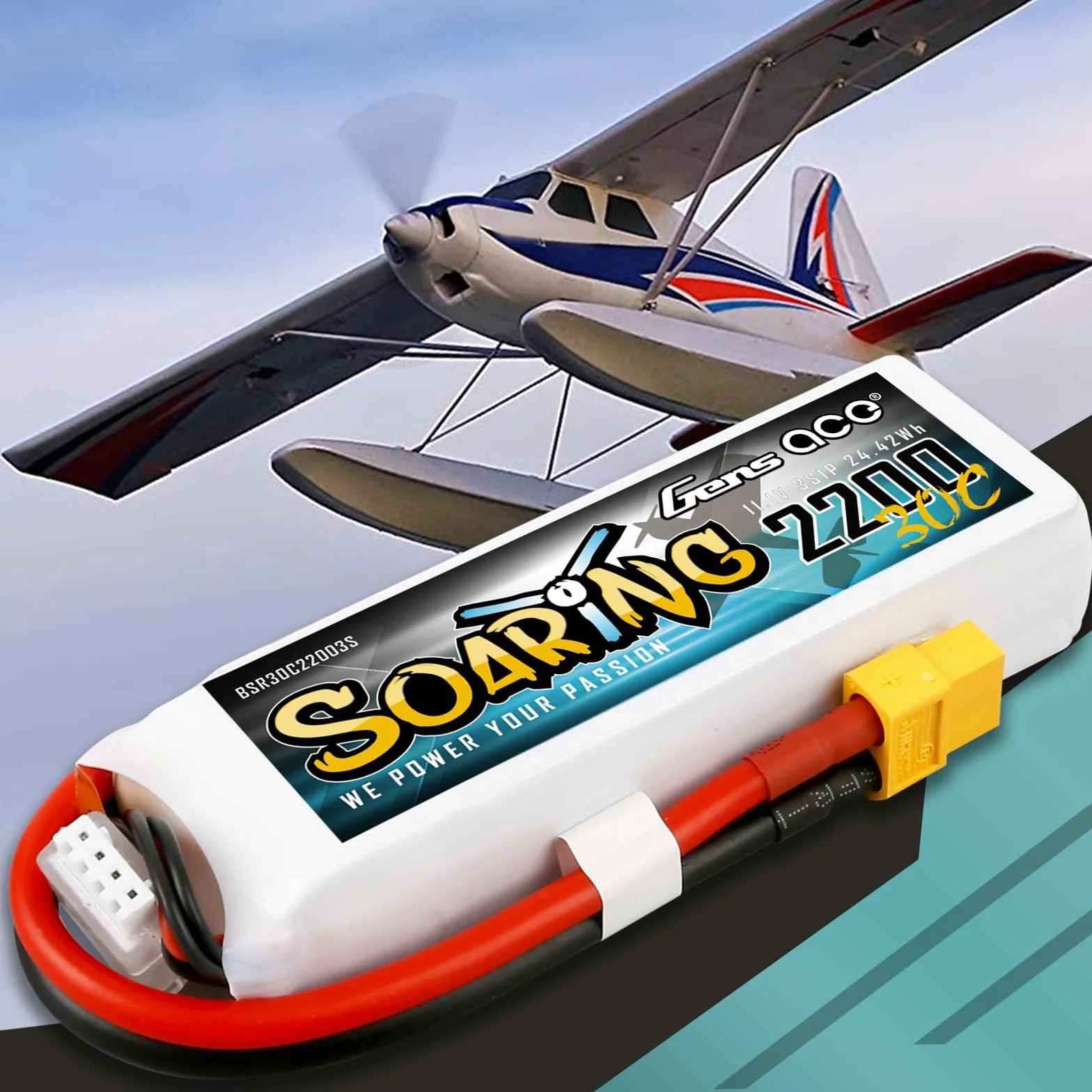 Gens ace 3S Lipo akumulator 11,1 V 2200 mAh RC z wtyczką XT60 do samochodów RC samochodów ciężarowych, samolotów, terelikopterów, łodzi, RC hobby w szybowcu