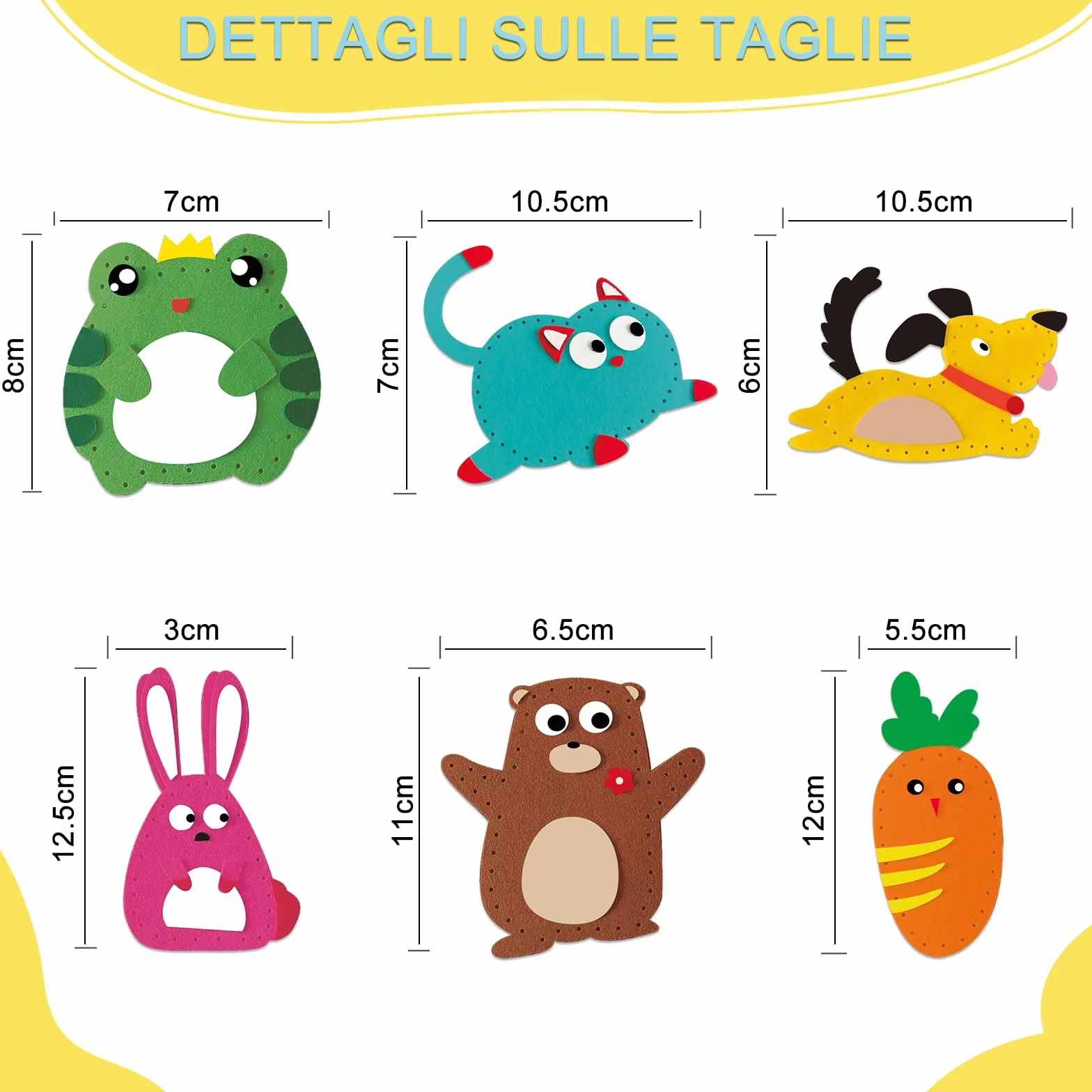 WHHVCTY Zestaw do szycia DIY dla dzieci, zestaw do szycia w kształcie zwierząt z filcu, zestaw do majsterkowania dla dzieci i początkujących, zestaw do szycia z filcu dla dziewcząt, kreatywne