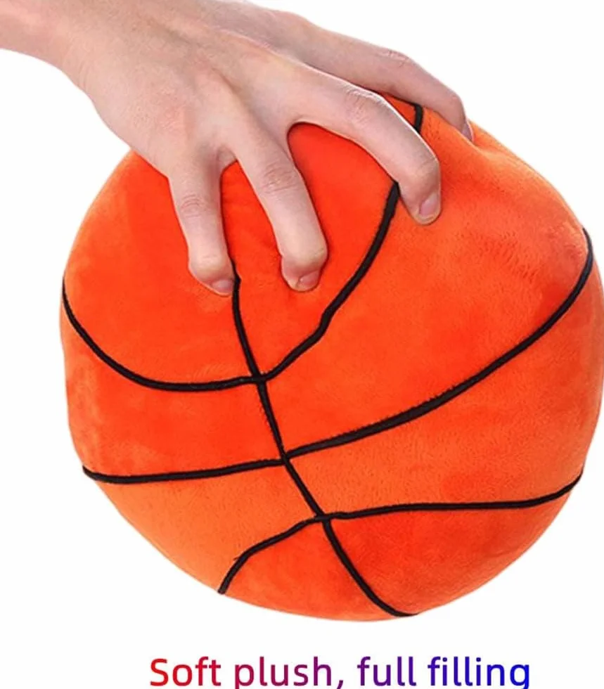 XZJMY Pluszowa poduszka do koszykówki, wypchana, sportowa, pluszowa zabawka, dekoracyjna, okrągła, duża poduszka do koszykówki, poduszka w kształcie kuli 3D, prezent dla dziewcząt lub chłopców (28 cm,
