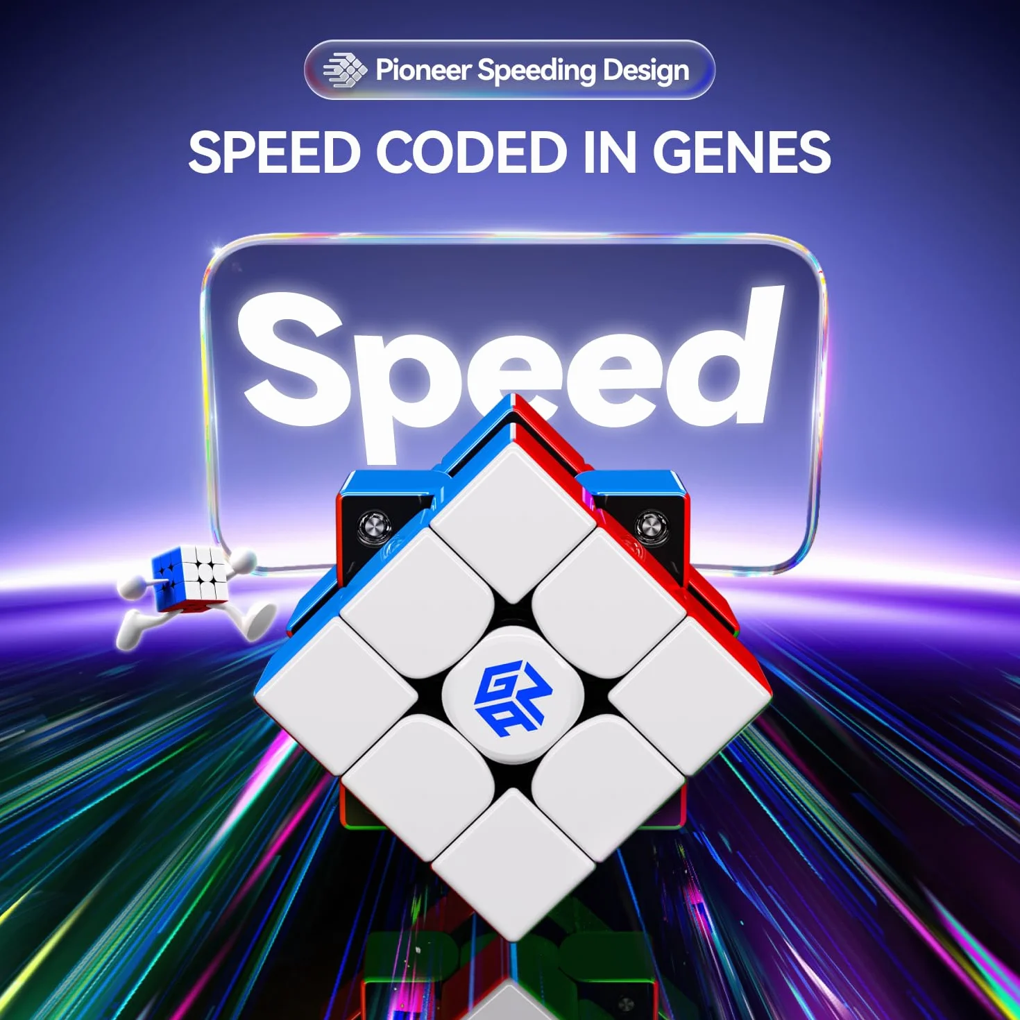 GAN V100 Maglev Speed Cube 3x3, Ultralekka Kostka Magnetyczna o Wadze 64 g, Profesjonalna Oryginalna Kostka Speedcube, Odpowiednia Zarówno dla Dzieci, Jak i Dorosłych, Wersja UV, 5,5 cm