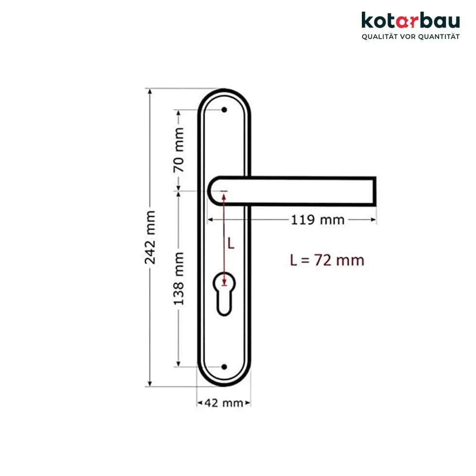 KOTARBAU® Zestaw klamek 72 mm PZ długi szyld patyna uniwersalna nowoczesna