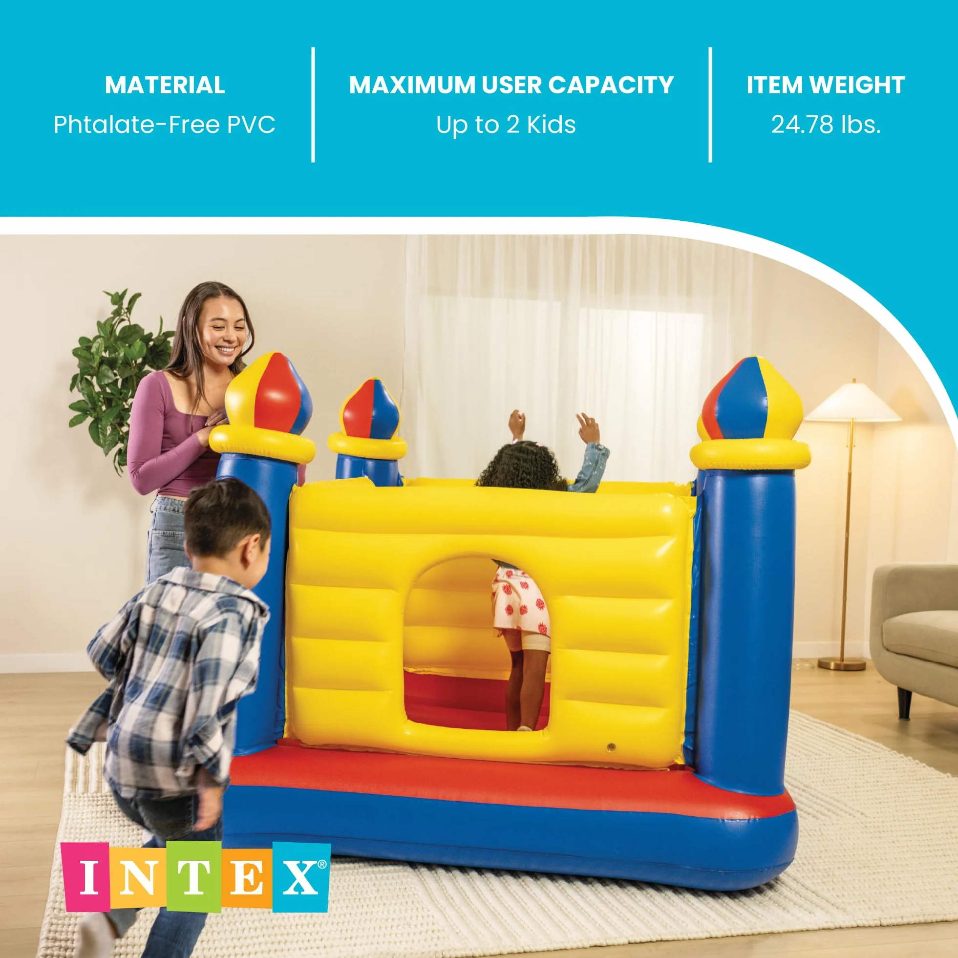 Intex 48259NP Jump-O-Lene Castle Bouncer nadmuchiwany zamek dmuchany, 175 x 175 x 135 cm