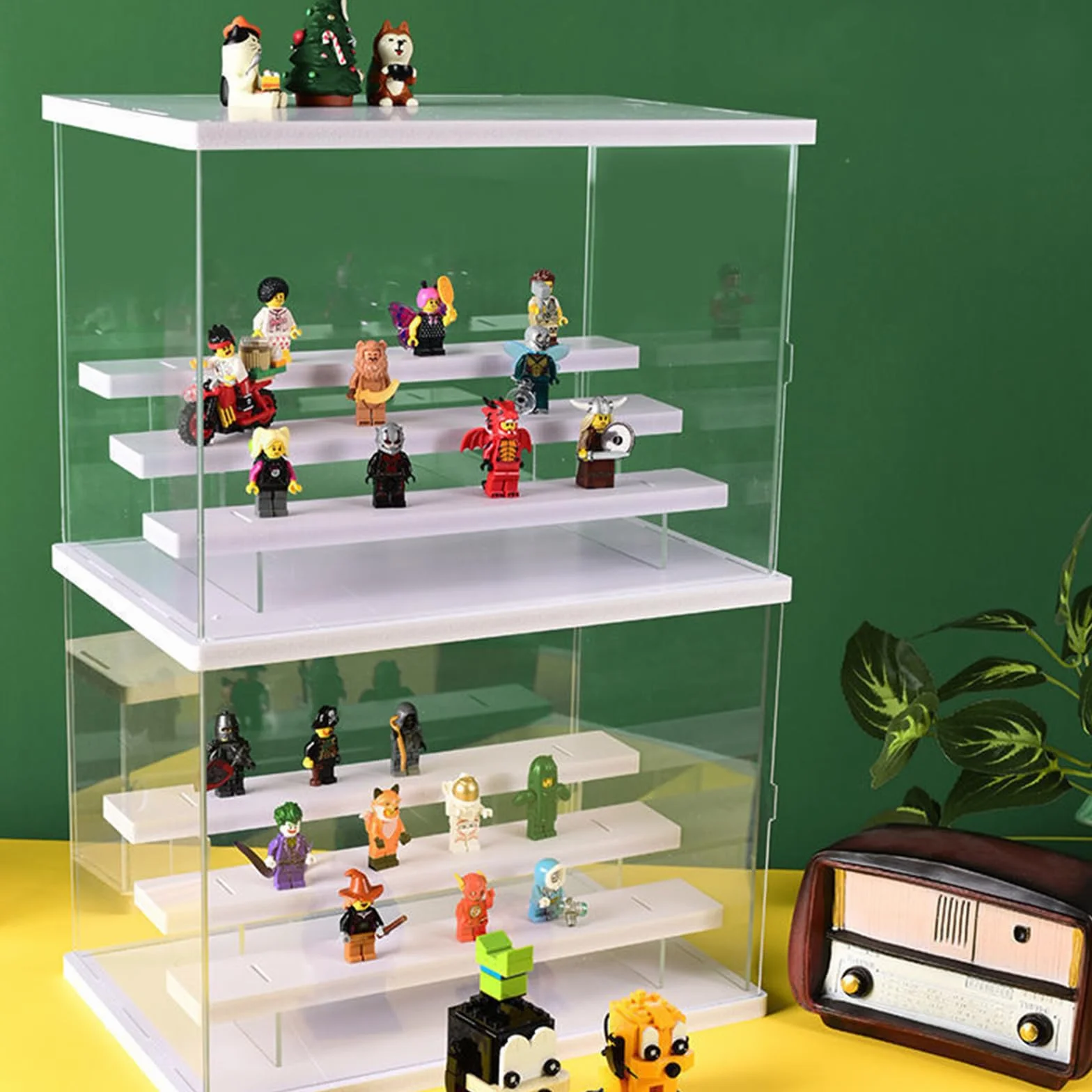 SWAWIS Witryna Teca pleksi akrylowa gablota szklana gablota ekspozycyjna przezroczysta gablota kolekcjonerska do przedmiotów kolekcjonerskich, figurek, miniaturowych figurek, 30,5 x 18 x 21,8 cm