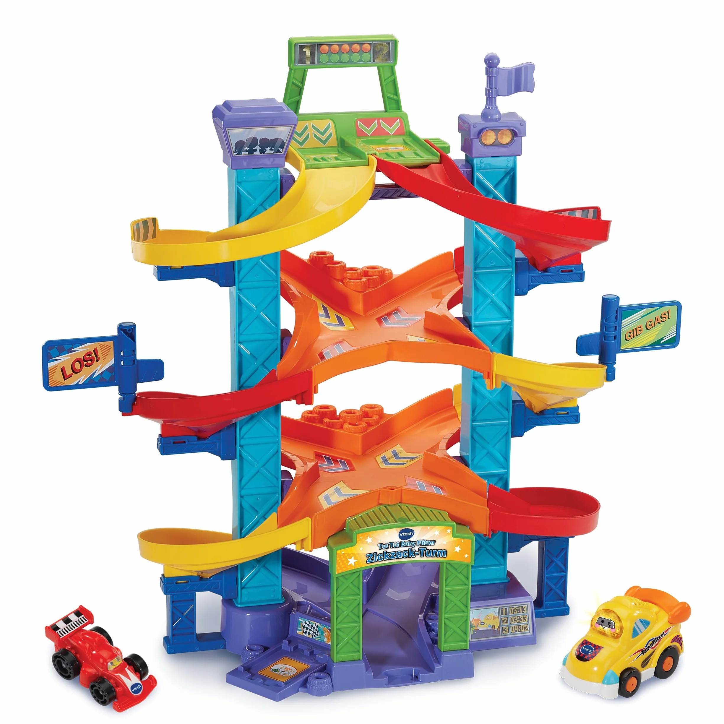 VTech Baby Tut Tut Baby Flitzer - wieża zygzakowa – interaktywny zestaw do zabawy z samochodem wyścigowym, muzyką, ekscytującymi zdaniami i dźwiękami – dla dzieci w wieku 1-5 lat