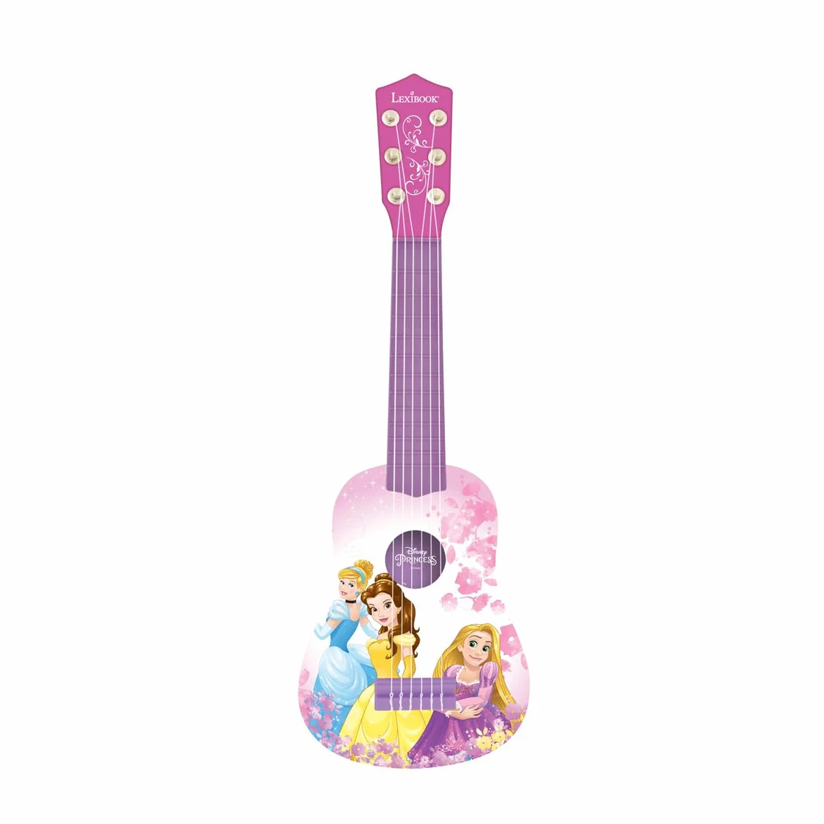 Lexibook Disney Princess Roszpunka Moja Gitara, 6 Strun Nylonowych, 53 cm, Przewodnik w Zestawie, Różowy, Fioletowy, K200DP