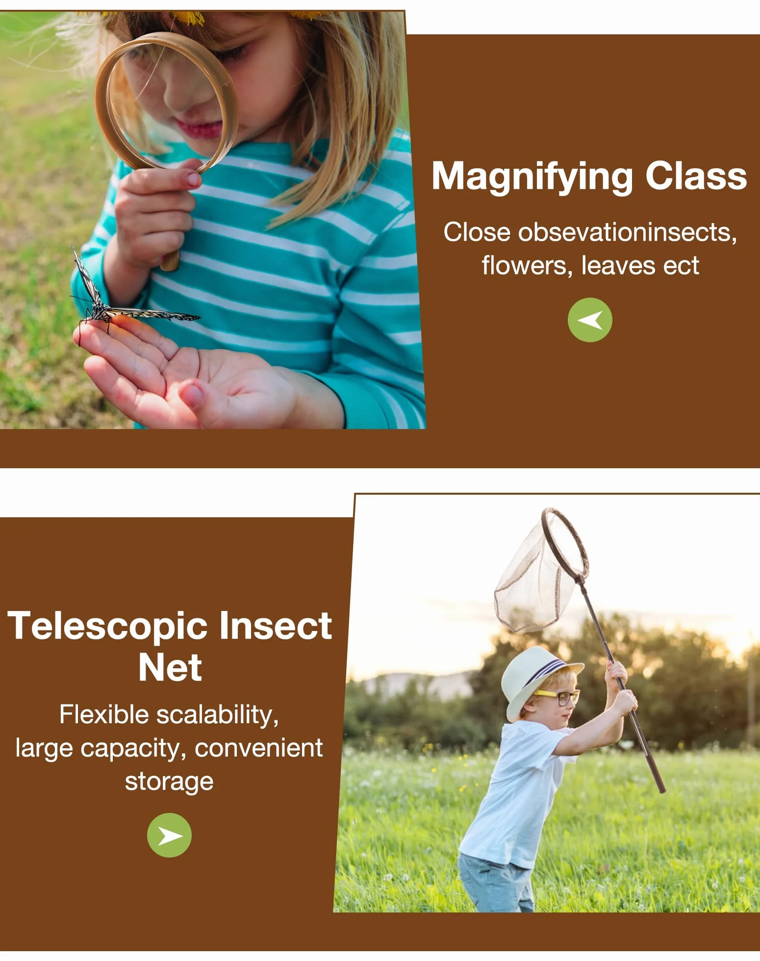 ROBOTIME Kids Explore Kit & Bug Catcher Kit, edukacyjny sprzęt kempingowy dla dzieci, zestaw do eksploracji na świeżym powietrzu, zabawka przygodowa, prezent dla chłopców i dziewczynek w wieku 3-12