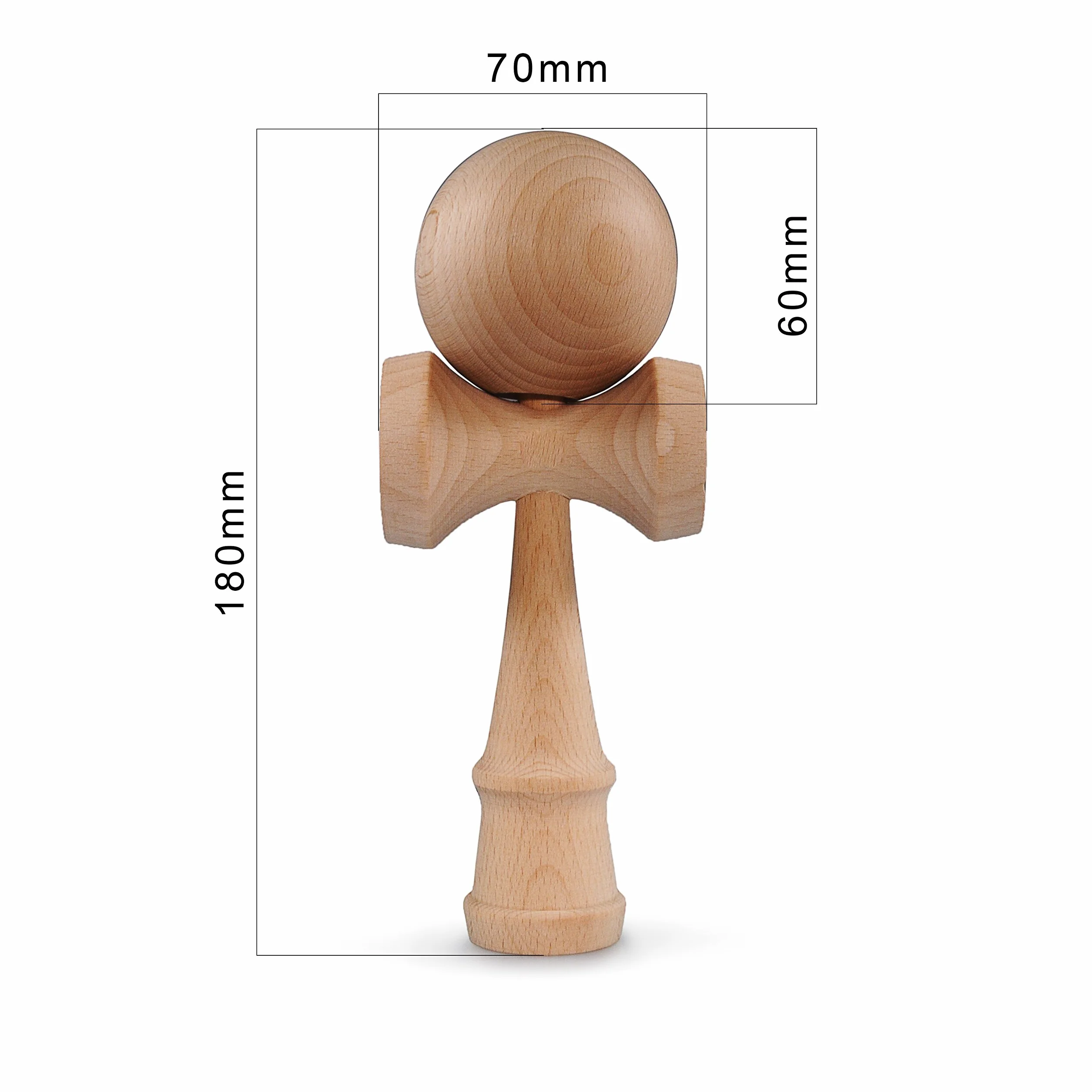 Ganzoo kendama z drewna bukowego, tradycyjna japońska zabawka do zręczności, niebieski, kulka 6 cm z otworem, linka nylonowa, 3 talerze chwytne w rękojeści, wysokość 16 cm, waga 144 g