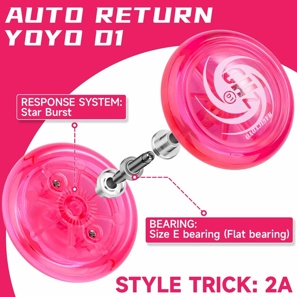 MAGICYOYO Responsywne Yoyo D1 GHZ, 2A Lopping Yoyo dla dzieci, profesjonalne plastikowe jo-jo dla początkujących + 6 strun zamiennych YoYo + rękawica Yo + torba do przechowywania jojo