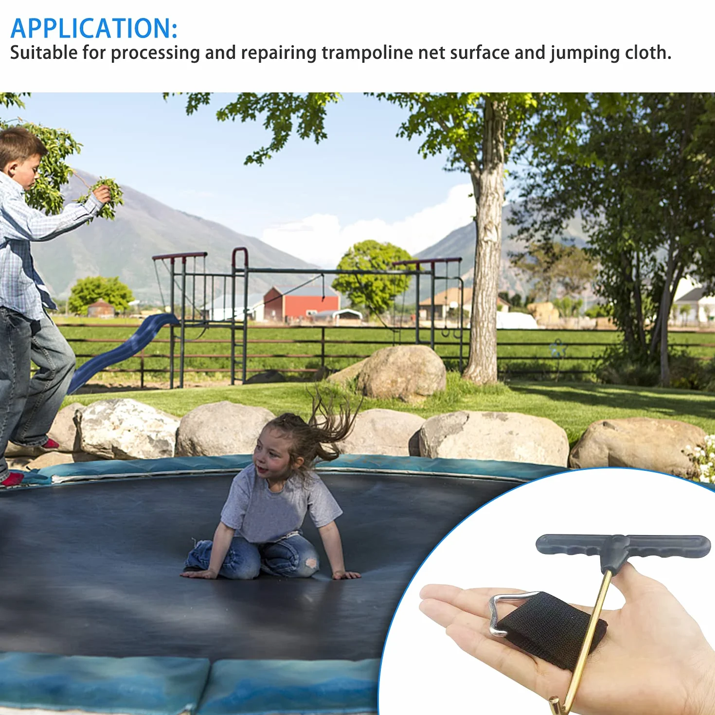 12 sztuk trójkątne klamry do sprężyn trampoliny, sprężyny trampoliny, mata do trampoliny, trójkątne pierścienie, pierścienie V, klamra, taśma paska, akcesoria do trampoliny z narzędziami do trampoliny