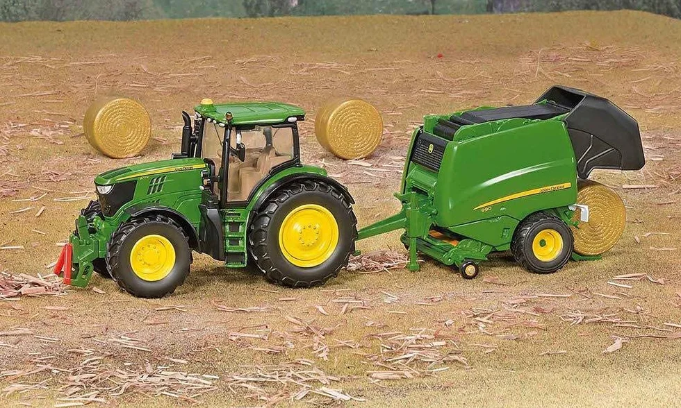 Siku 3282, John Deere 6210R Traktor, 1:32, Metal,Tworzywo sztuczne, Zielony, Z przeszkloną i zdejmowaną kabiną