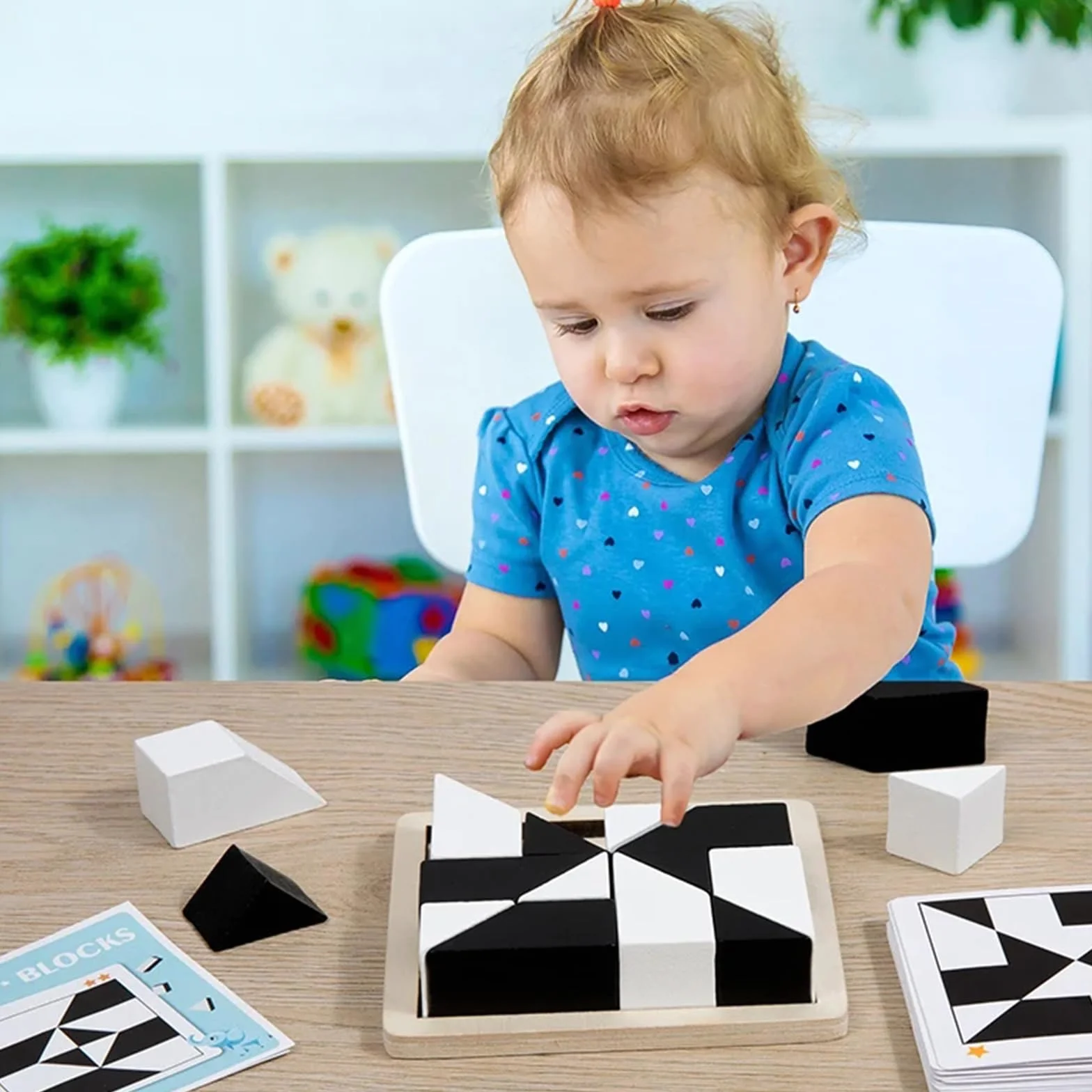 Montessori puzzle z geometrycznym kształtem, drewniane klocki 3D, edukacyjne, logiczne myślenie, trening, zabawa, prezent (A)