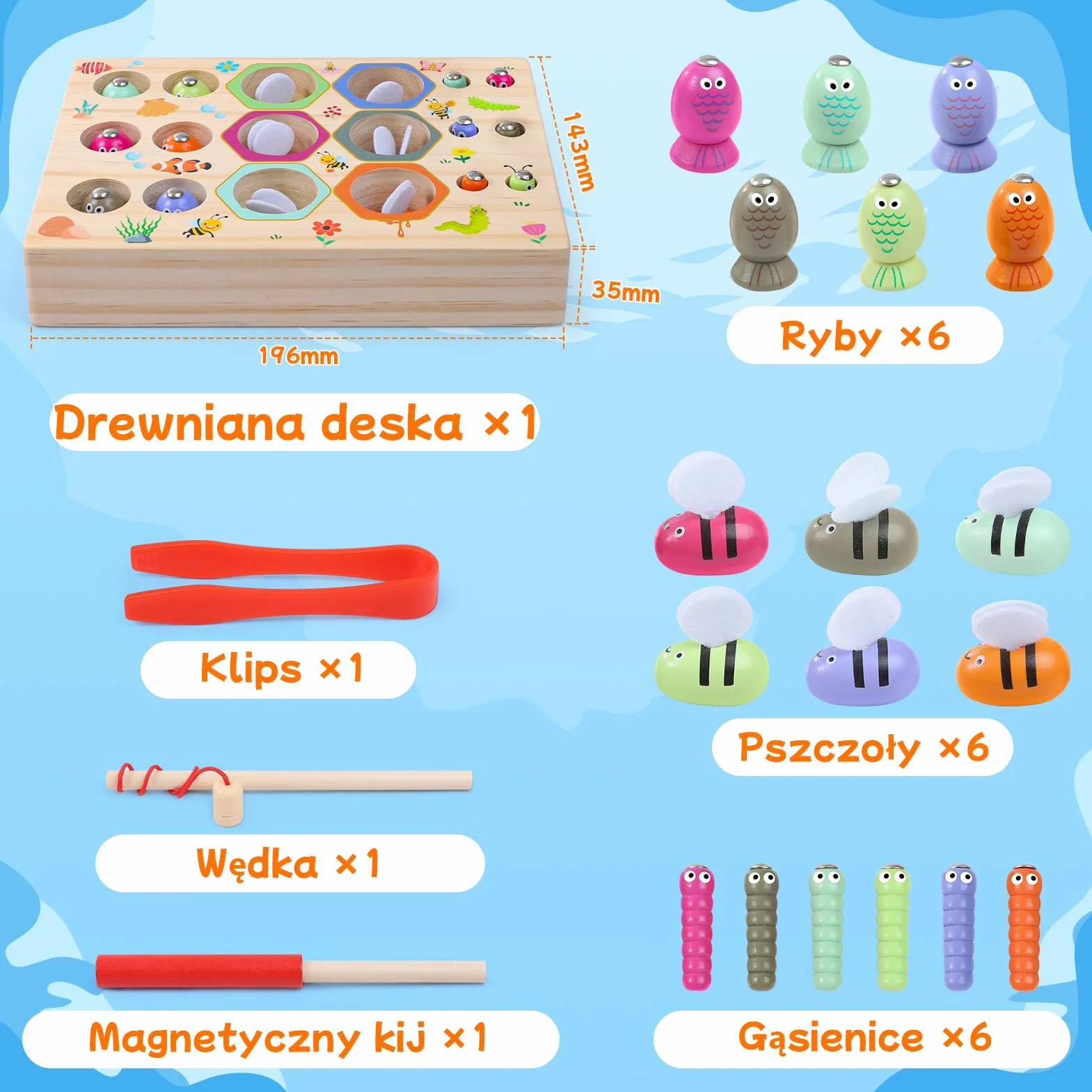 Magnetyczna gra wędkarska drewniane zabawki 3 w 1 dla dzieci Montessori edukacyjne prezenty
