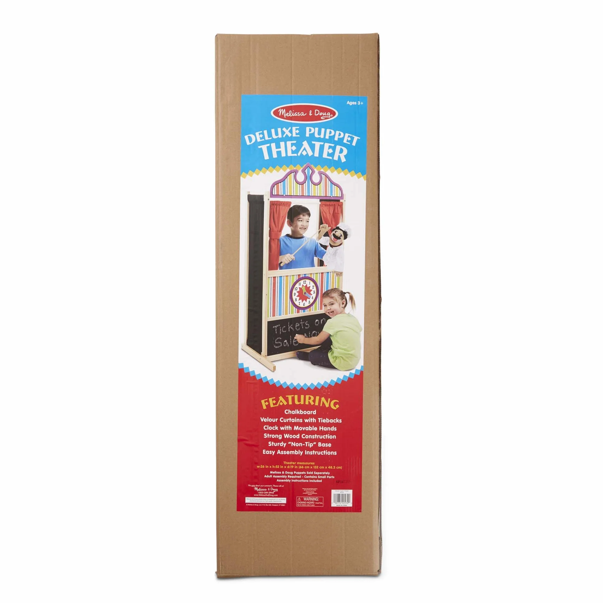 Melissa & Doug – luksusowy teatrzyk lalek (wytrzymała, niechybotliwa podstawa, pluszowe zasłony, wymiary: wys. 132,08 cm × szer. 45,72 cm × dł. 62,865 cm)