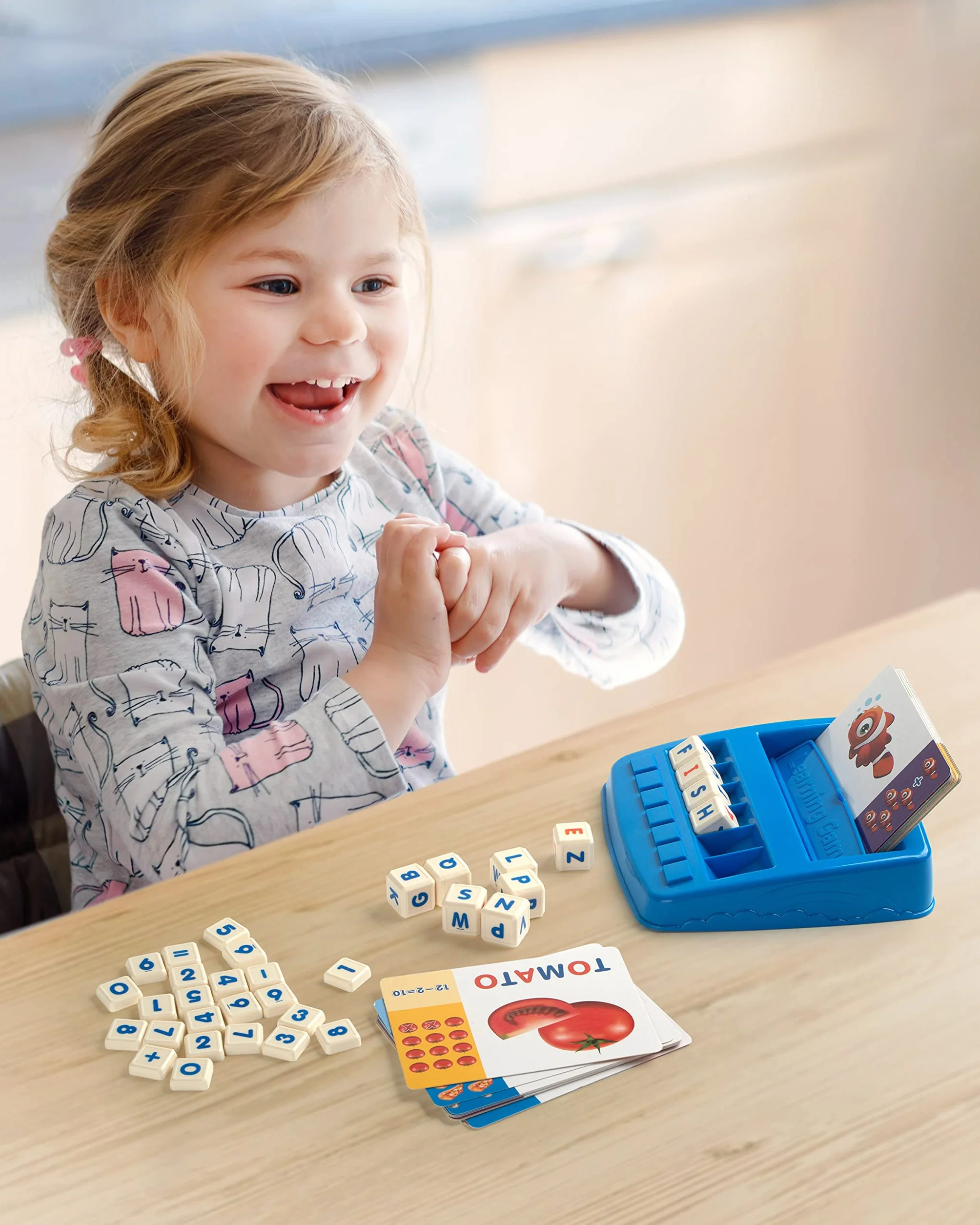 Coogam Gra z różnymi literami, alfabet ortografia czytanie kart flash, matematyka liczba słów puzzle Montessori wczesna nauka prezent zabawki edukacyjne dla 3, 4, 5 lat dzieci