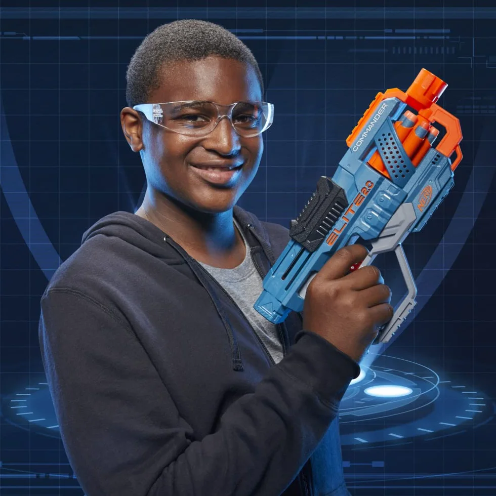 Nerf Commander Rc-6 Nerf Wyrzutnia Strzałek, Niebieski/Pomarańczowy, Od 8 lat