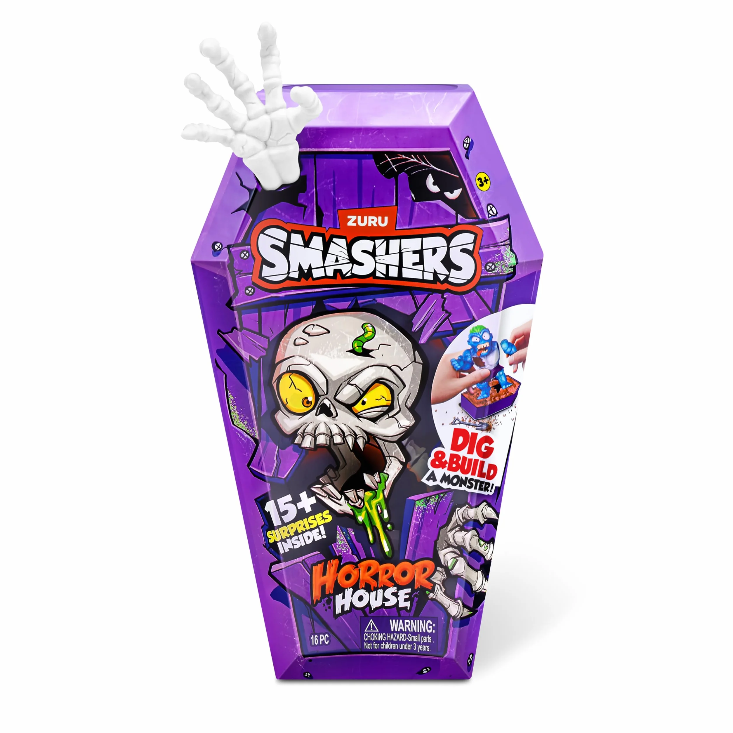 Smashers Horror House by ZURU Zabawka interaktywna dla dzieci i młodzieży, zabawka kolekcjonerska, średnia (30 cm) (Zombie)