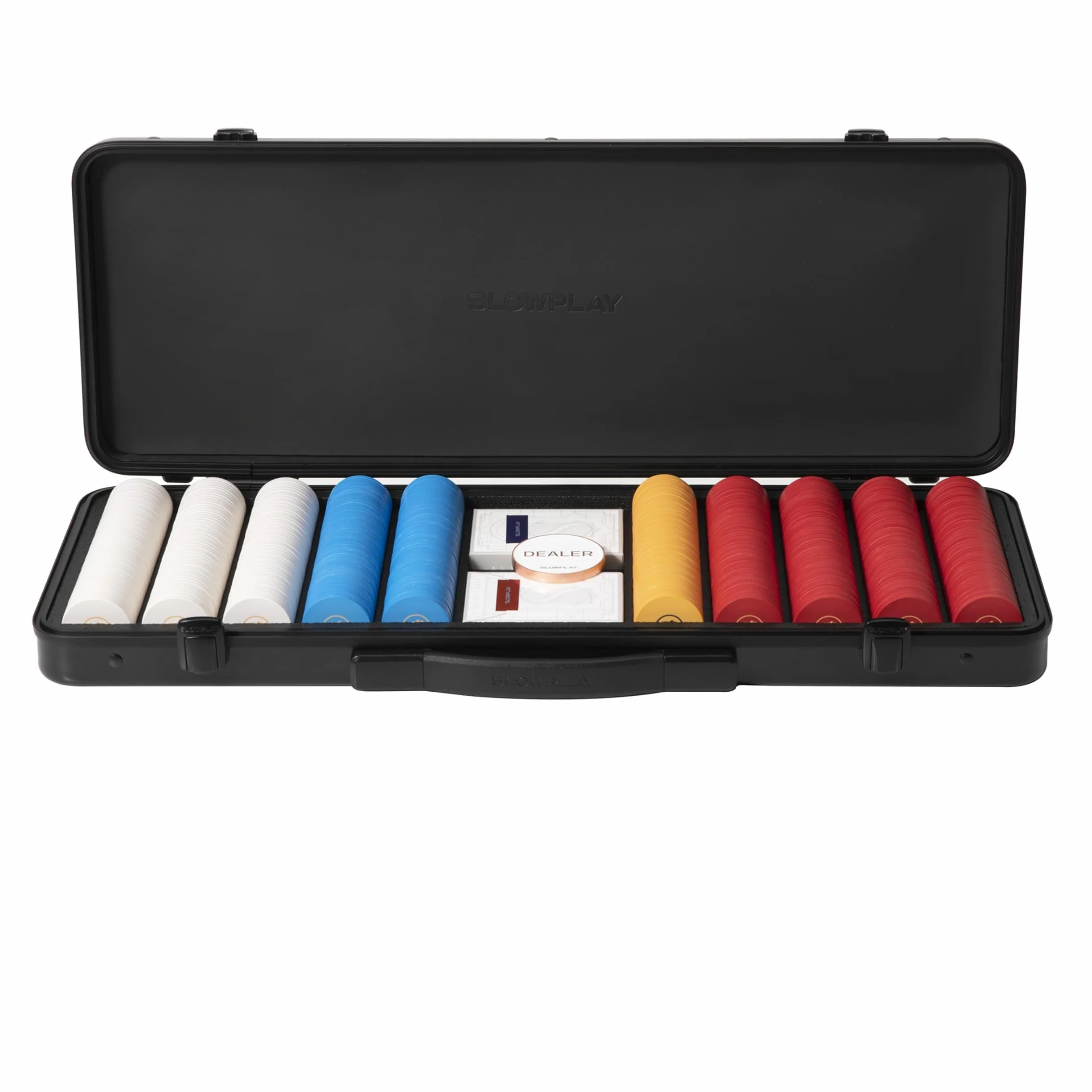 SLOWPLAY Godel Ceramiczny zestaw żetonów do pokera Texas Hold'em, 500 szt. [puste żetony], 39 mm i 10 g każdy, zawiera wysokiej klasy etui z chipami z wyjątkowo wytrzymałą powłoką z niemieckiego