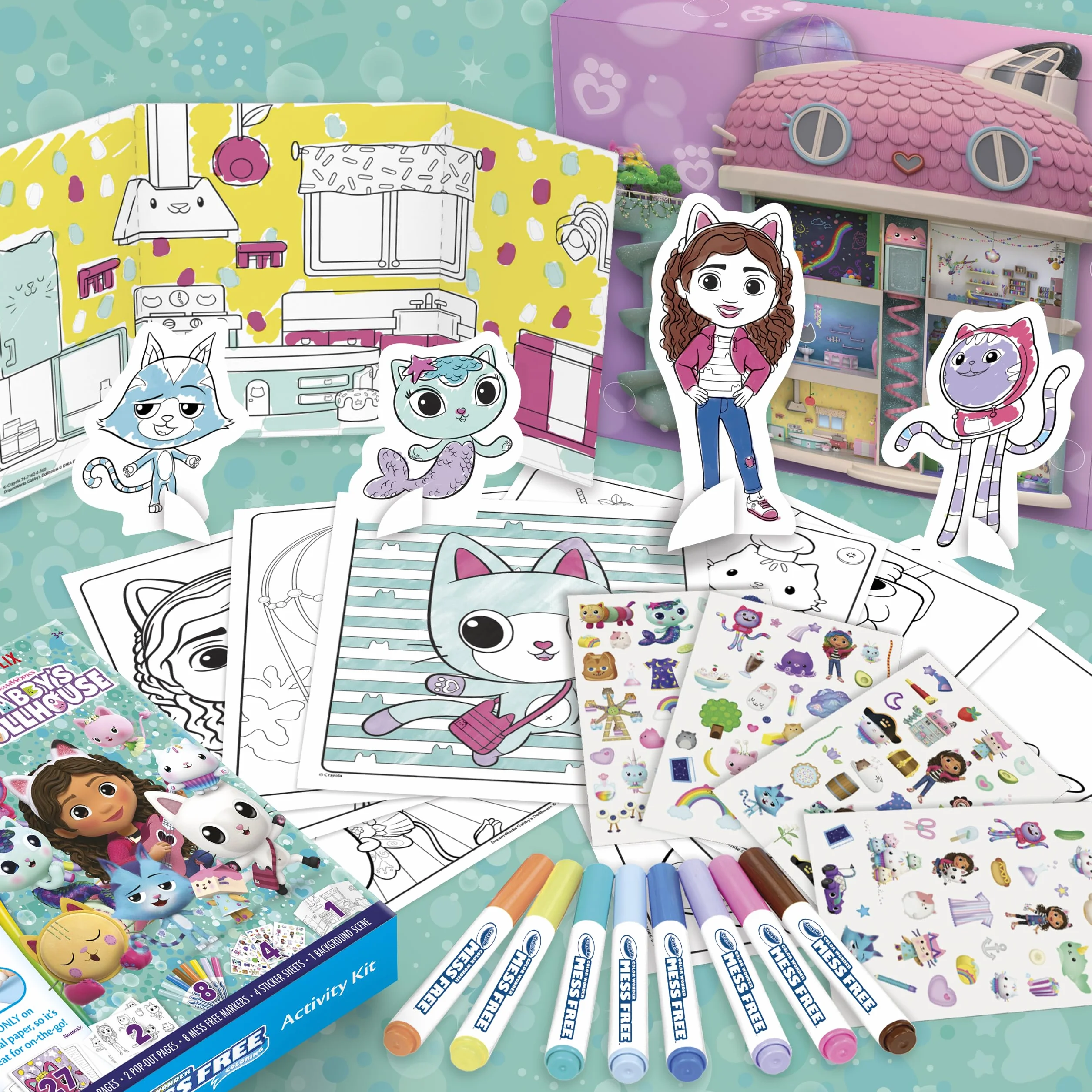 CRAYOLA Color Wonder Activity Kit Gabby's Dollhouse | Zabawa w kolorowanie bez bałaganu | Zawiera 40 sztuk | Od 3 lat