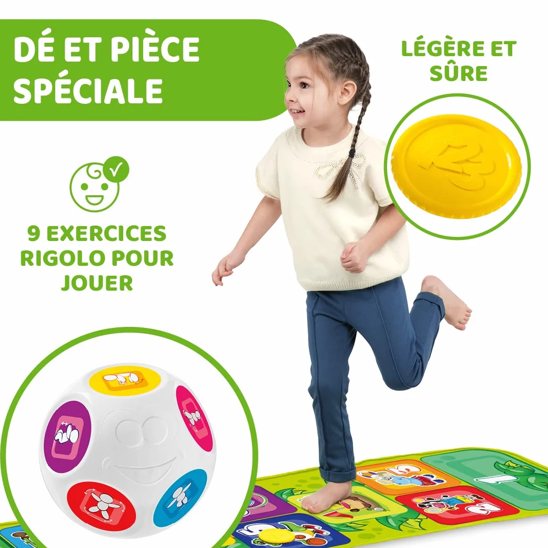 Chicco Elektroniczna Mata do Gry w Klasy, Jump & Fit, Elektroniczna i Interaktywna Gra ze Światłami i Dźwiękami, Gra w Klasy w Domu, 2 Tryby Zabawy, 150 cm - Zabawki dla Dzieci w wieku 2–5 lat