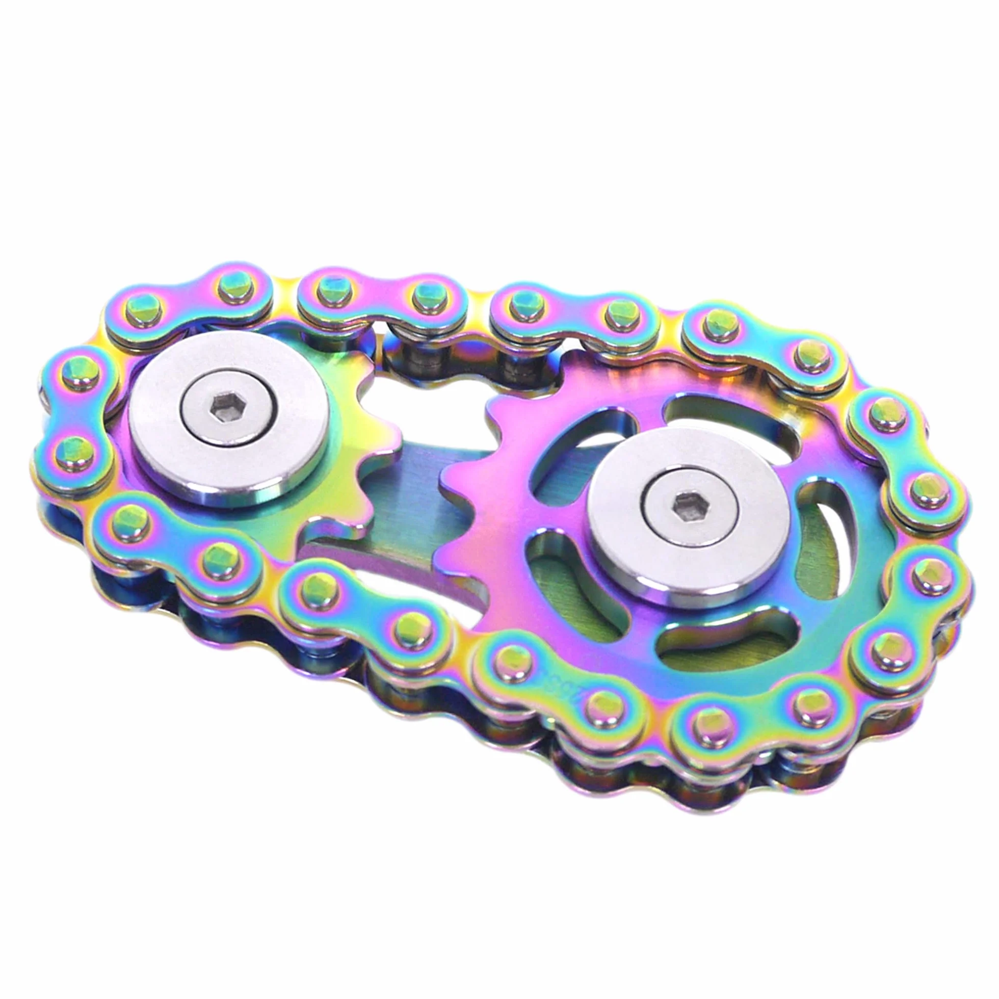 Fidget Spinner Metal Stal nierdzewna 2 Gears Linkage Bike Chain Design Trwała mechanika z gładkimi łożyskami