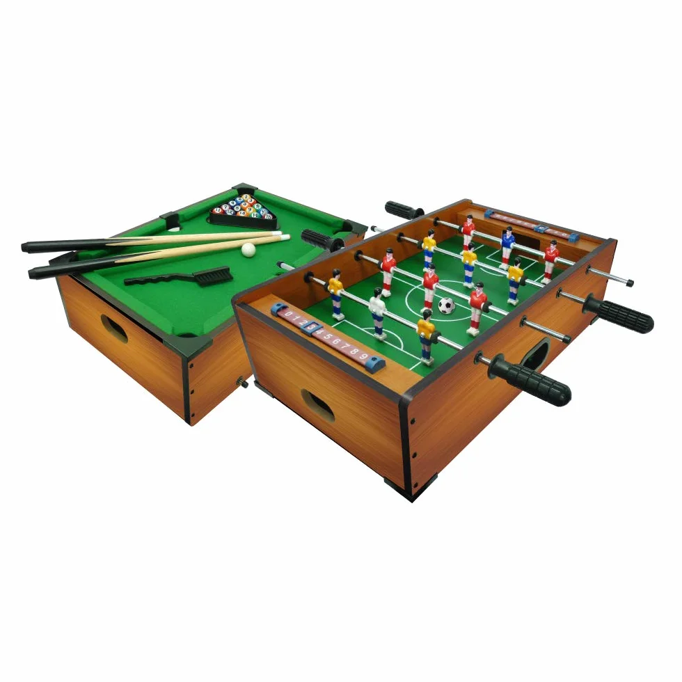 Sport One Sport1 mini stół do gry planszowej 2 w 1, piłkarzyki 51 x 31 x 15 cm, 4 pręty ze znacznikami wyników i 2 piłkami, mały domowy bilard, pomysł na prezent, drewno