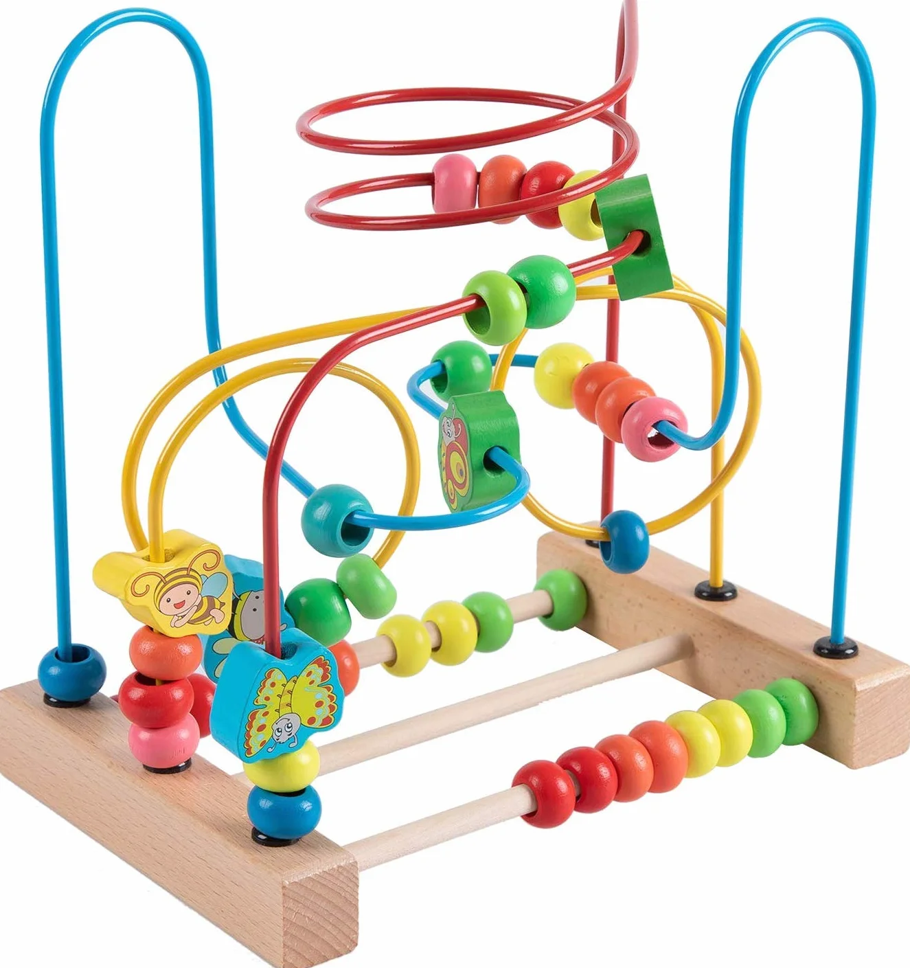 Jacootoys Maluchy koralik labirynt roller coaster zwierzę koło zabawki edukacyjne liczydło koraliki gra dla chłopców dziewcząt prezent dla dziecka