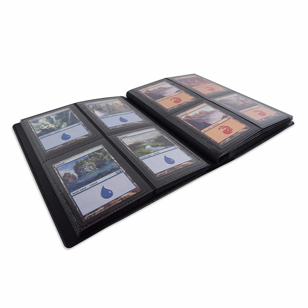 Vault X 4-kieszeniowy segregator na karty kolekcjonerskie z paskiem, 160 kart, wersja standardowa, 20 stron bocznie ładowanych, folder na gry kolekcjonerskie, sportowe, TCG (Czarny)