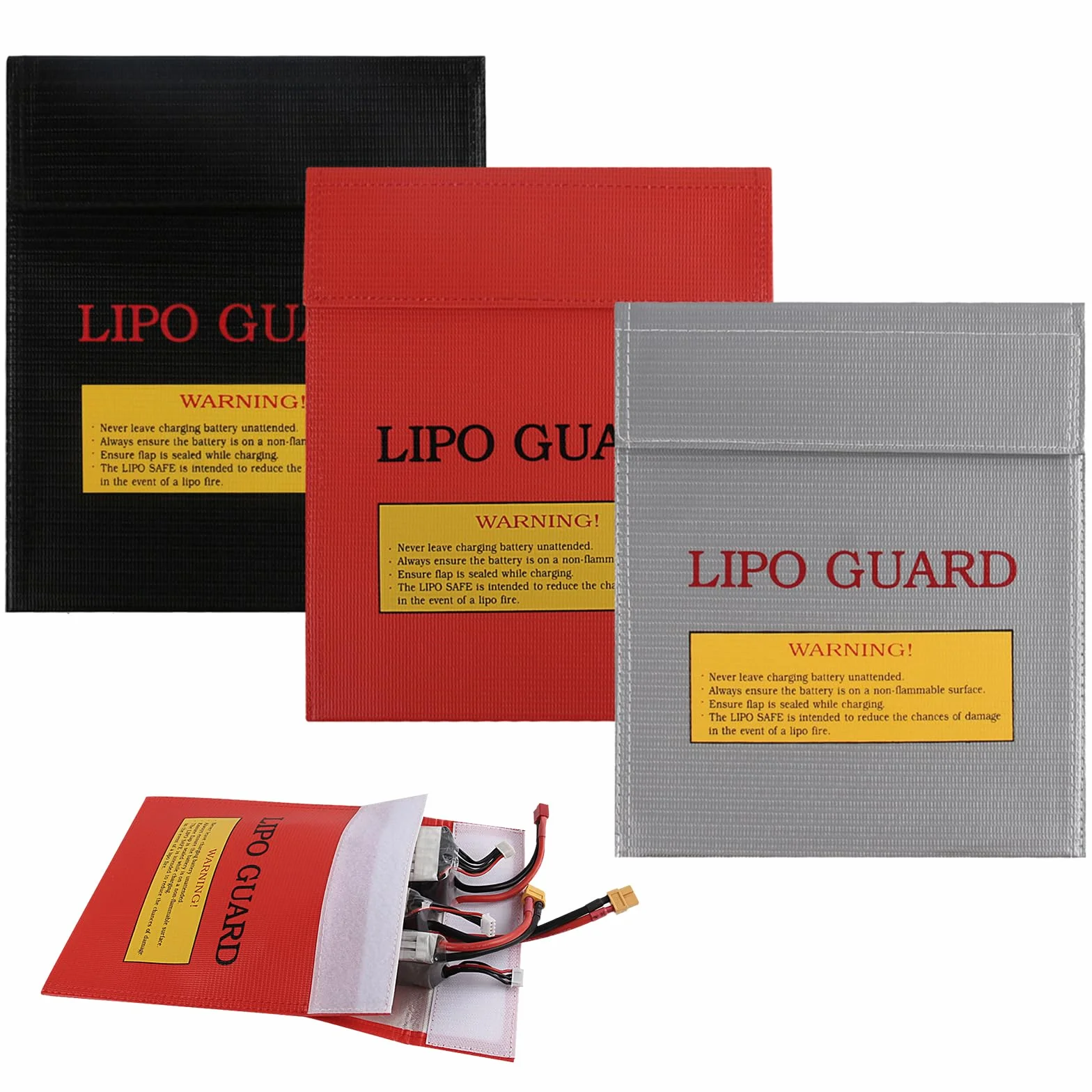 Lipo Safety Guard, 3 sztuki, torba bezpieczeństwa, ognioodporna, wodoszczelna, na baterie, gotówkę, paszport, biżuterię i inne wartościowe przedmioty