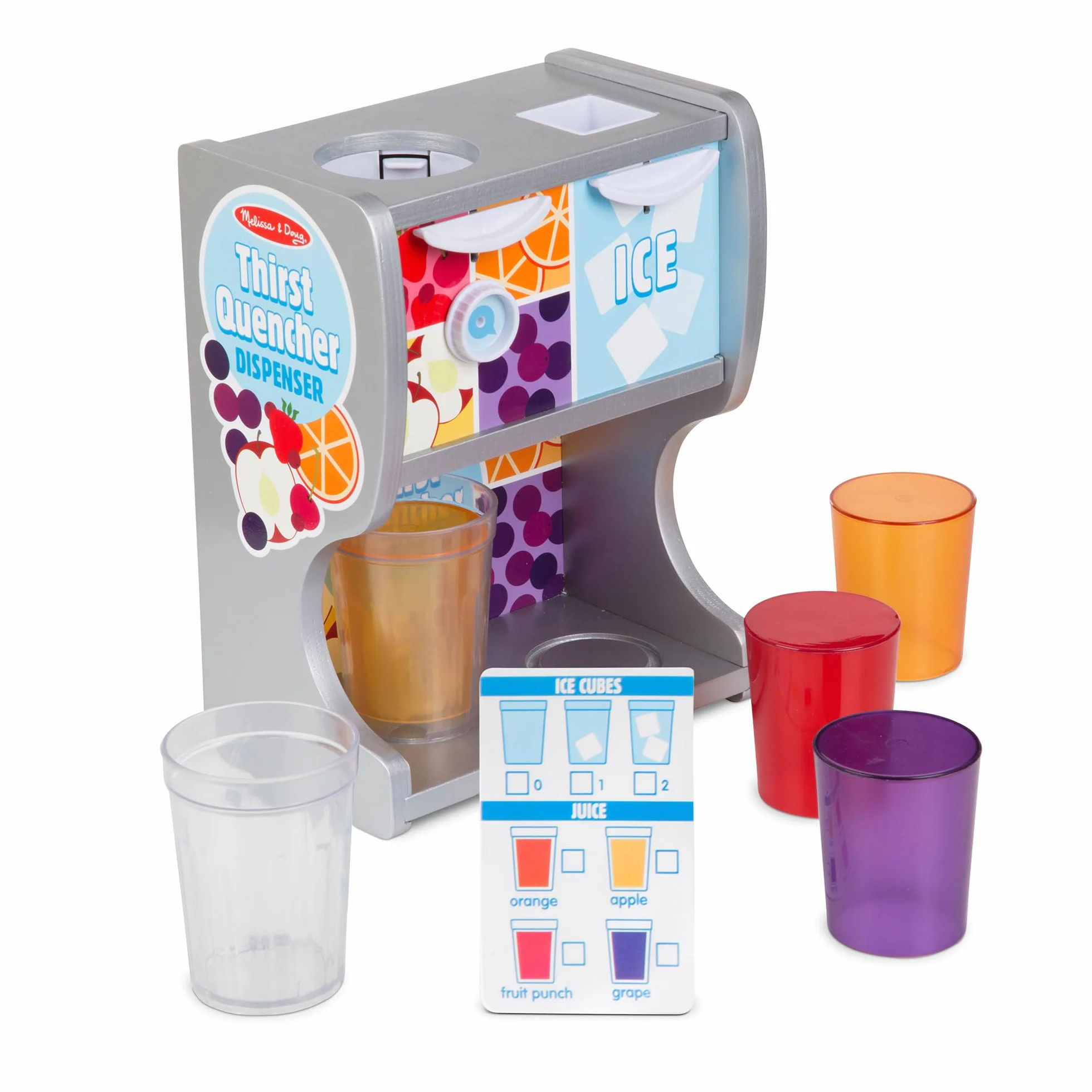 Melissa & Doug Thirst Quencher Dispenser Żywność do Zabawy, Wielokolorowy, 10 Elementów