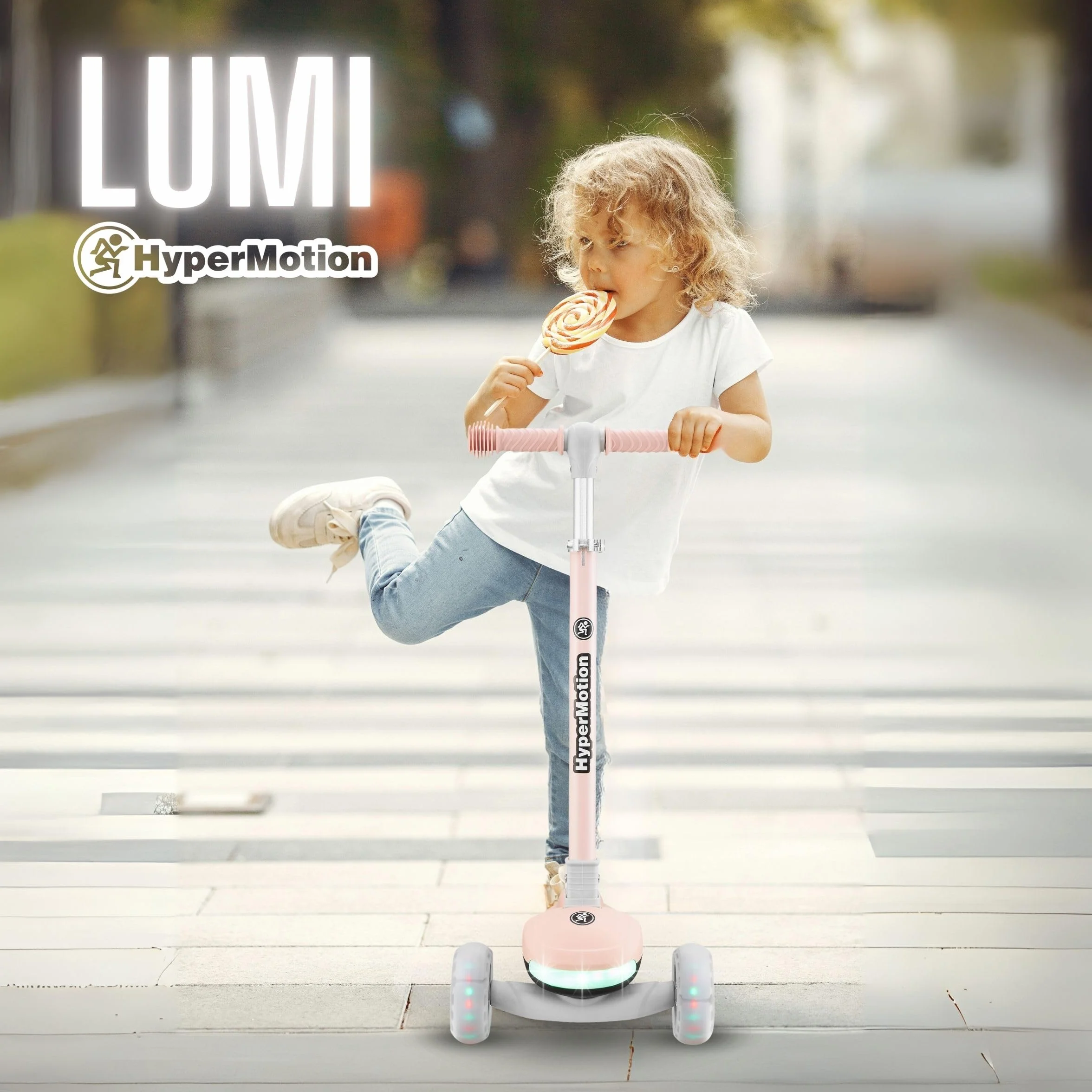 HyperMotion Hulajnoga Balansowa LUMI 3w1 z Podświetlanym Podestem i Kołami LED, Regulowanym Siedziskiem, Składana, z Kauczukowymi Kołami, do 50 kg, dla Dzieci od 1 Roku