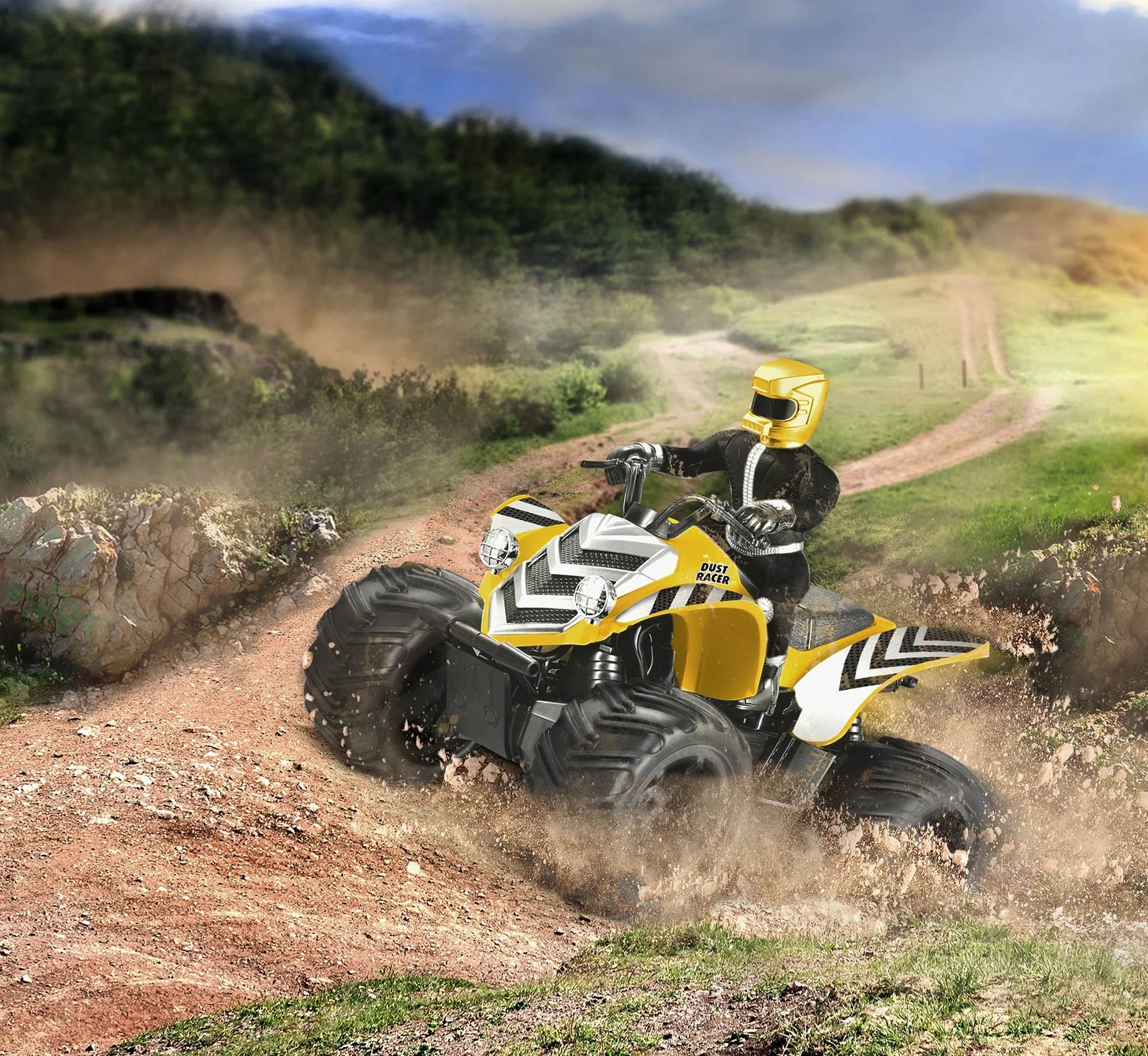 Revell Control Quadbike New Dust Racer I skala 1:10, idealny dla entuzjastów wyścigów od 8 lat, duże opony, zdalne sterowanie MHz, do użytku wewnątrz i na zewnątrz, zdalnie sterowany quad