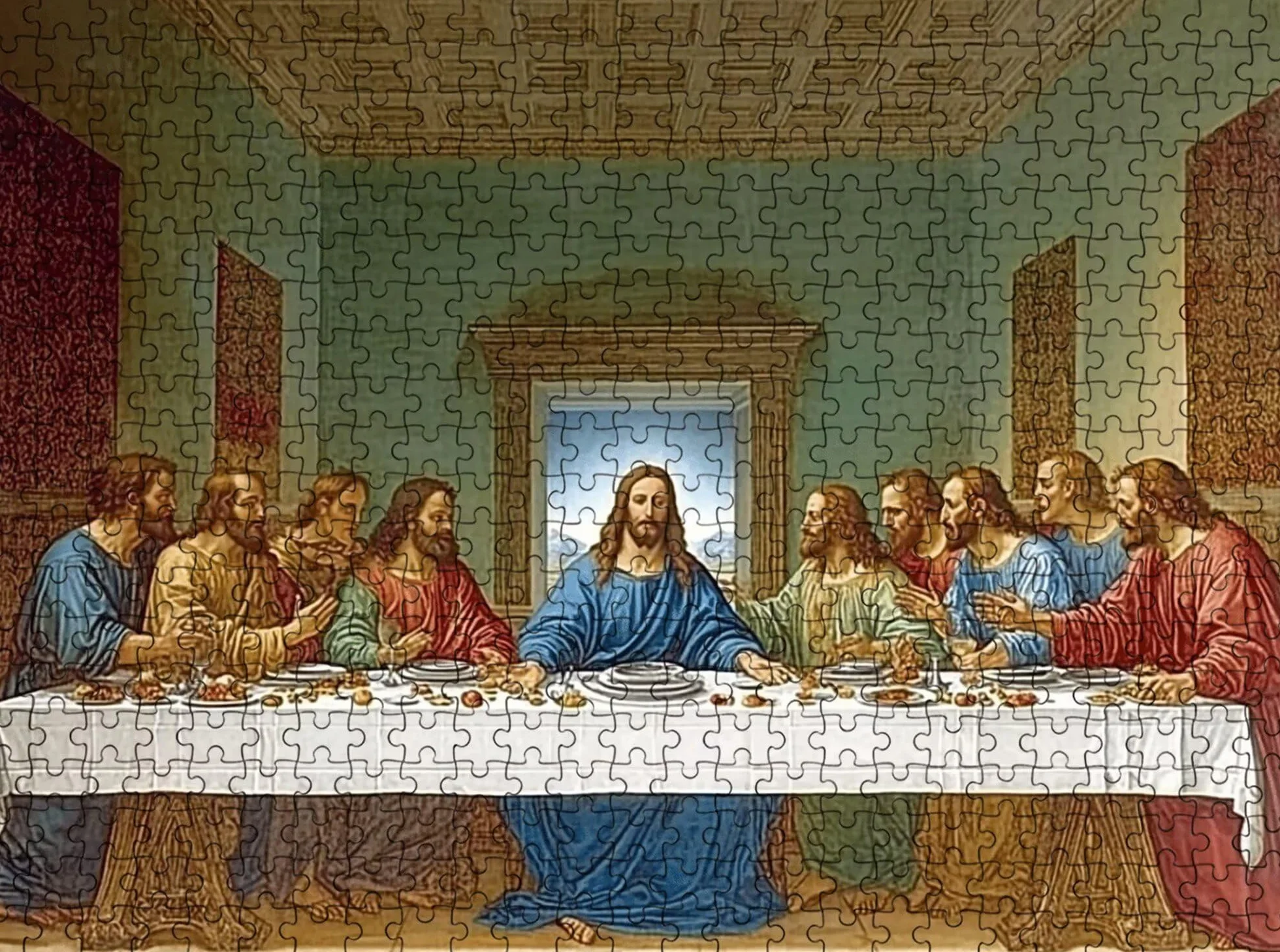 House The Last Supper Puzzle – 5000 puzzli dla dorosłych – tylna strona zawiera przewodniki z drukowanymi literami – elementy pasują do siebie przytulnie – drewniane puzzle dla dorosłych 150 x 100 cm