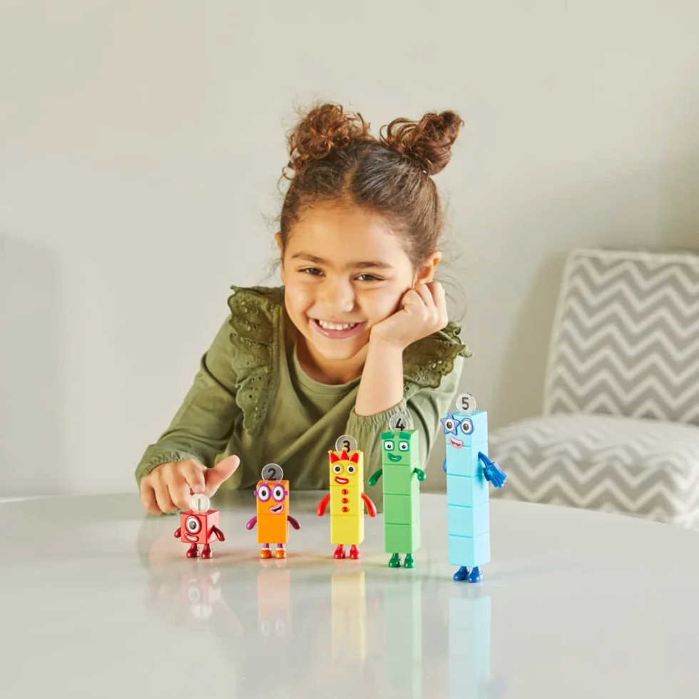 Przyjaciele Numberblocks 1 – 5 marki Learning Resources, Oficjalne zabawki kolekcjonerskie, Numberblocks Jeden, Dwa, Trzy, Cztery i Pięć w zestawie