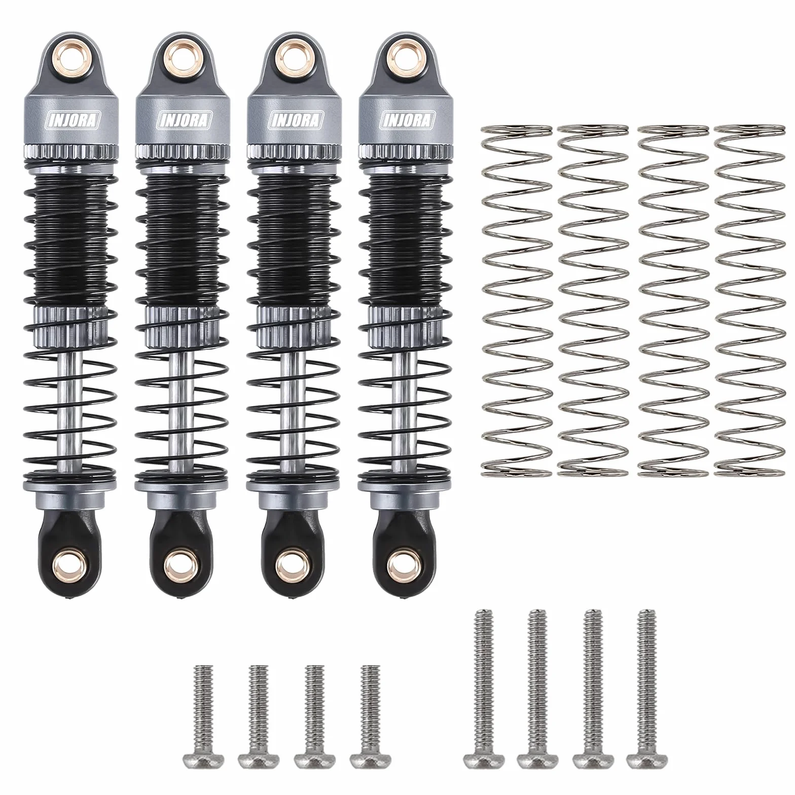 INJORA Amortyzatory 53 mm - Amortyzator gwintowany poch?aniacz oleju do TRX4M K10 High Trail Upgrade 1/18, szary