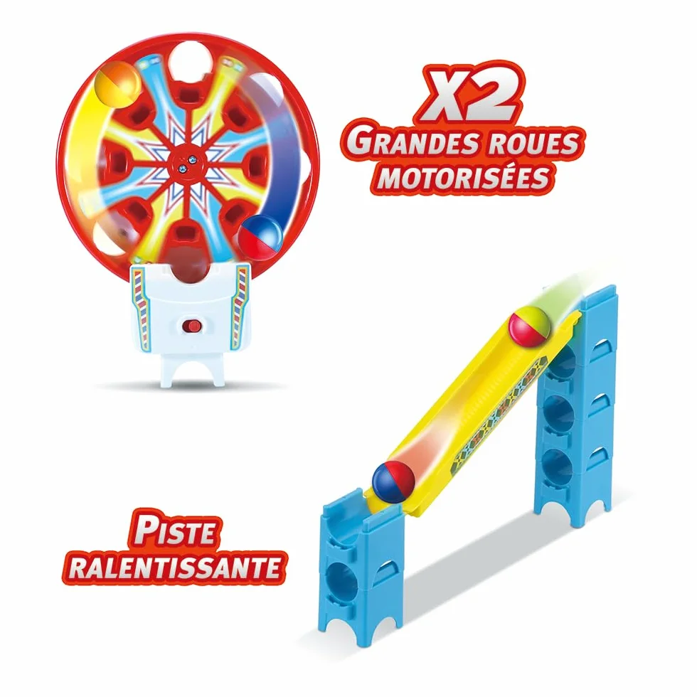VTech - Marble Rush, elektroniczna wycieczka kulkowa Adventure Park Challenge L300E, zestaw konstrukcyjny, 96 sztuk, 10 kulek, prezent dla dzieci od 4 lat - Zawartość w języku francuskim