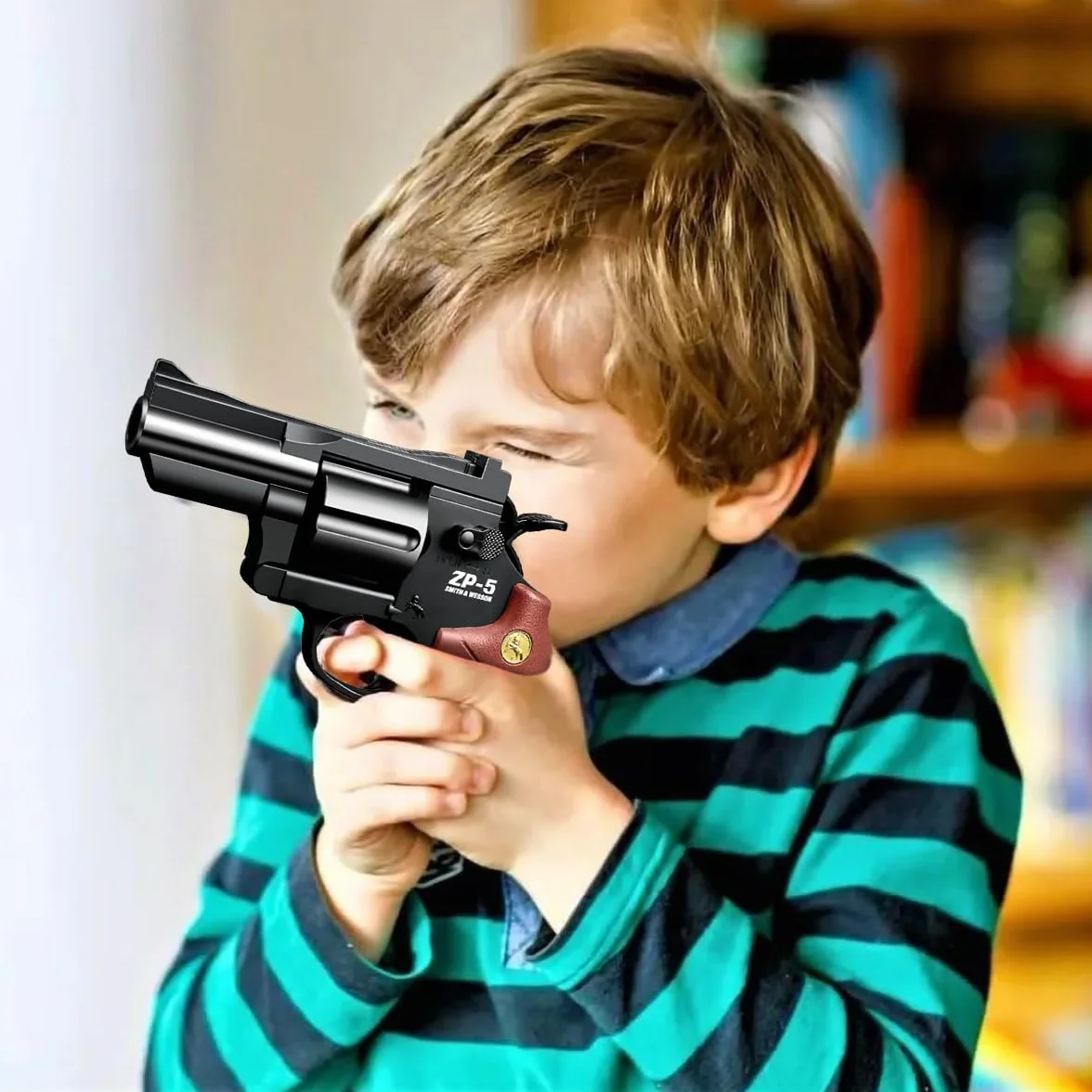 Zabawkowy pistolet piankowy, zabawka dla dzieci, pistolet zabawkowy, z 24 piankami EVA, do zabawy wewnątrz i na zewnątrz, dla dzieci od 7 lat (brązowy + czarny)