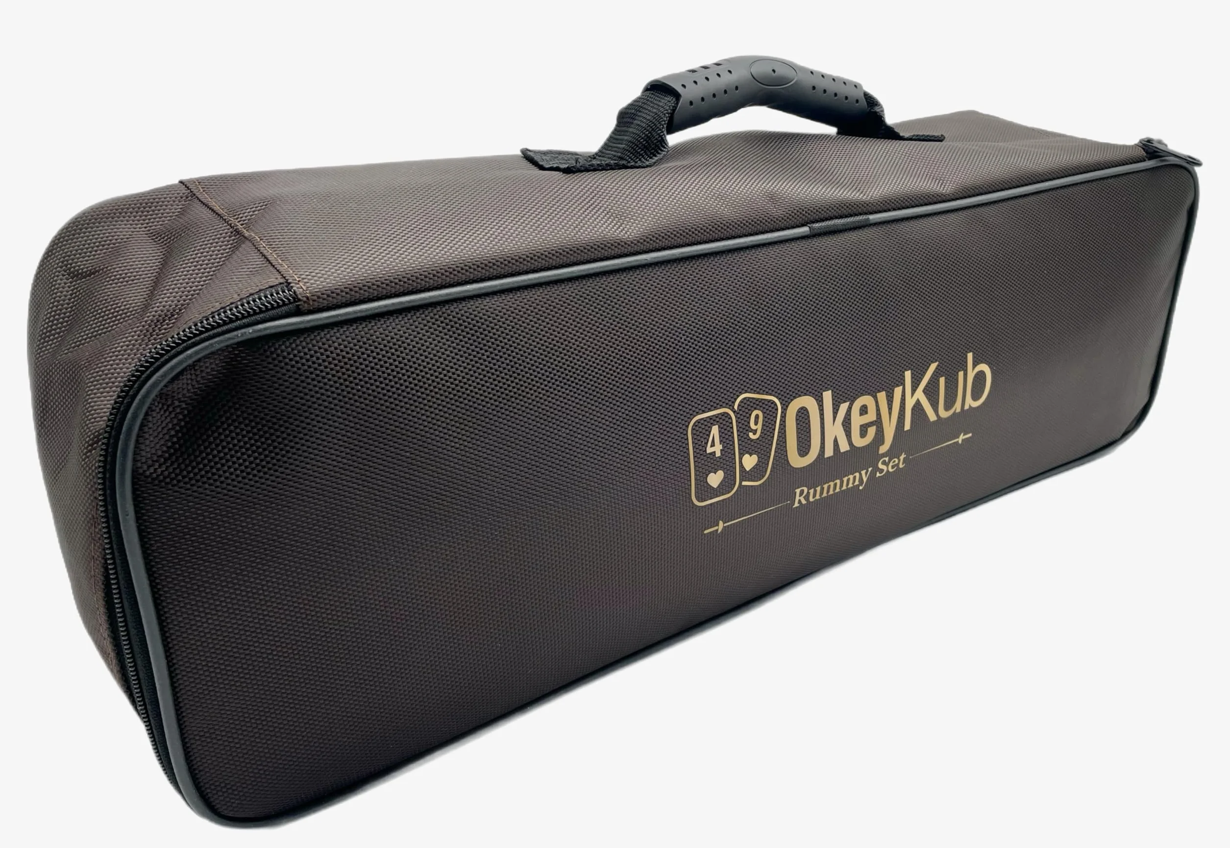 Generisch Star-Premium ręcznie wykonany owalny zestaw rummy z prawdziwego drewna, Curved Romme, zestaw Okey w stabilnej torbie transportowej