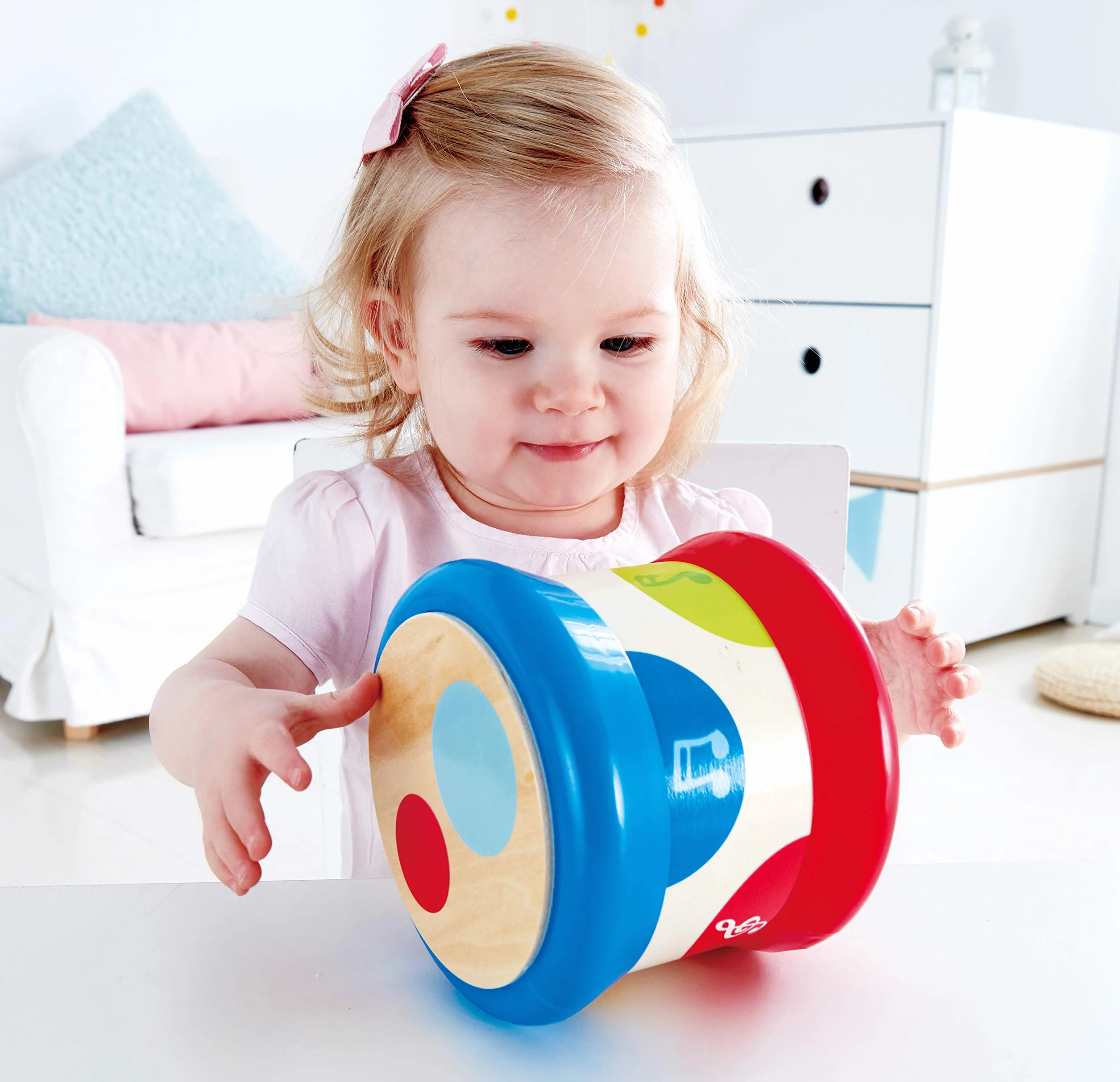 Hape Baby Drum Musical Instrument Toy for Toddlers Rhythm Sound Learning Battery Powered